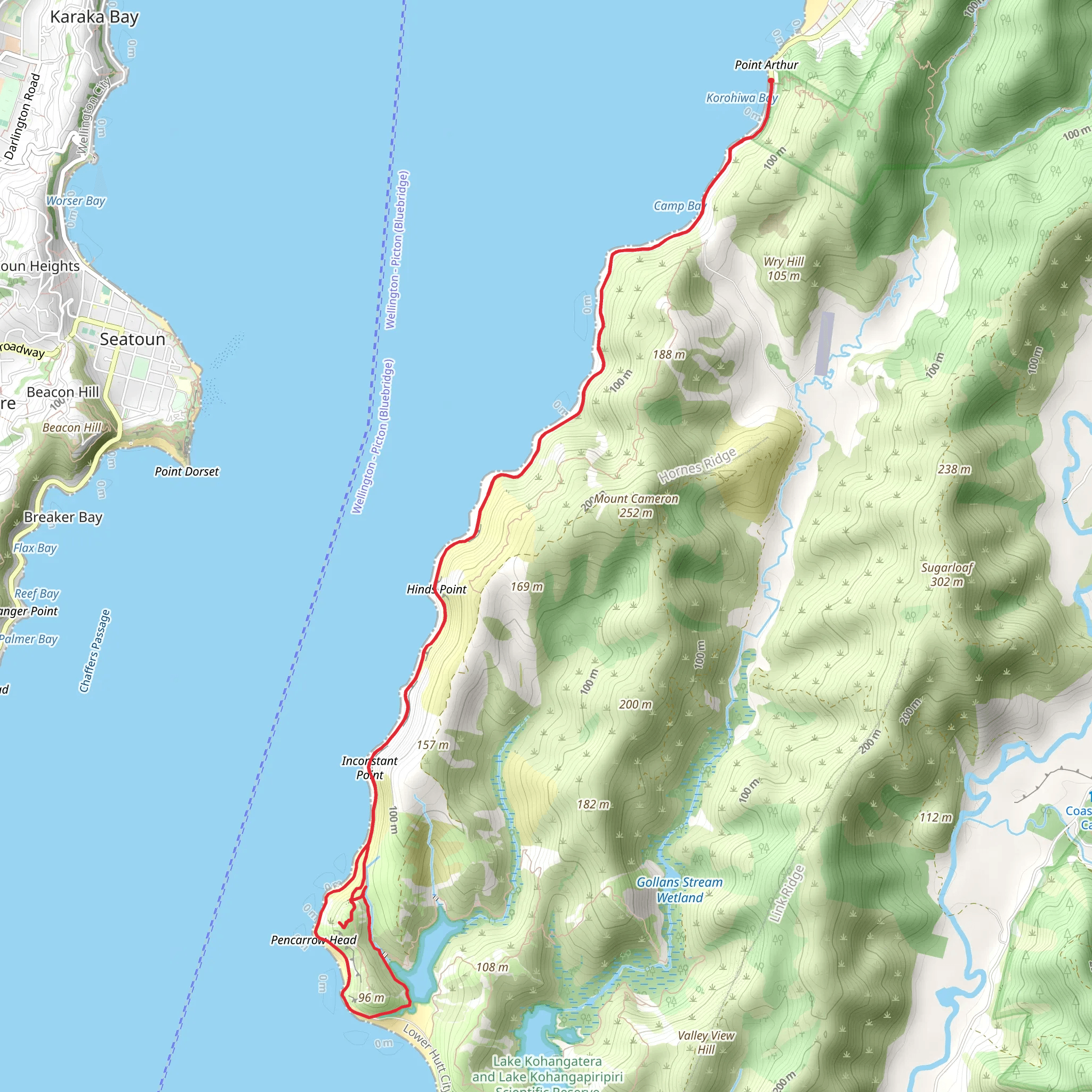 Pencarrow Head Lighthouse Trail mobile static map