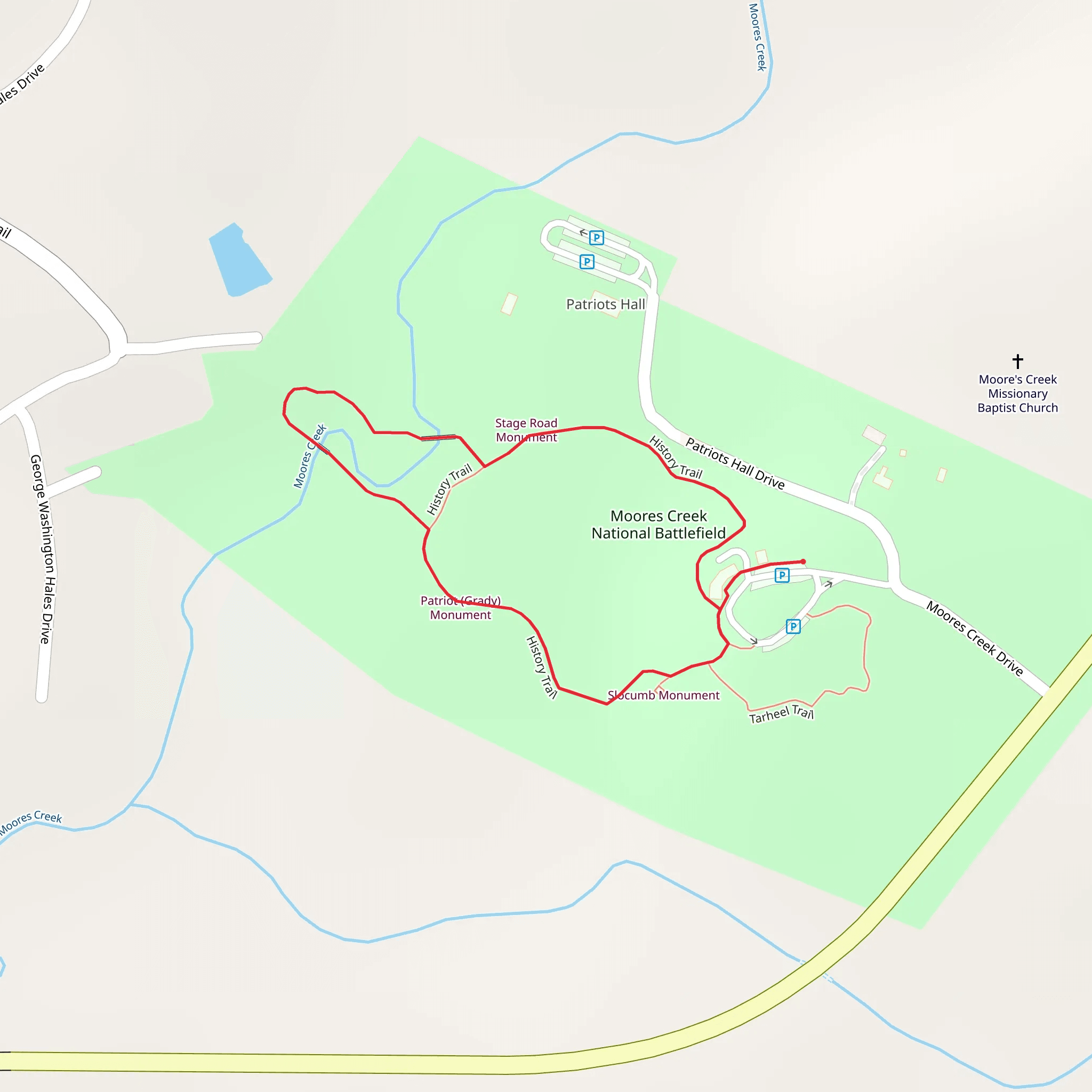 Moores Creek National Battlefield Loop mobile static map