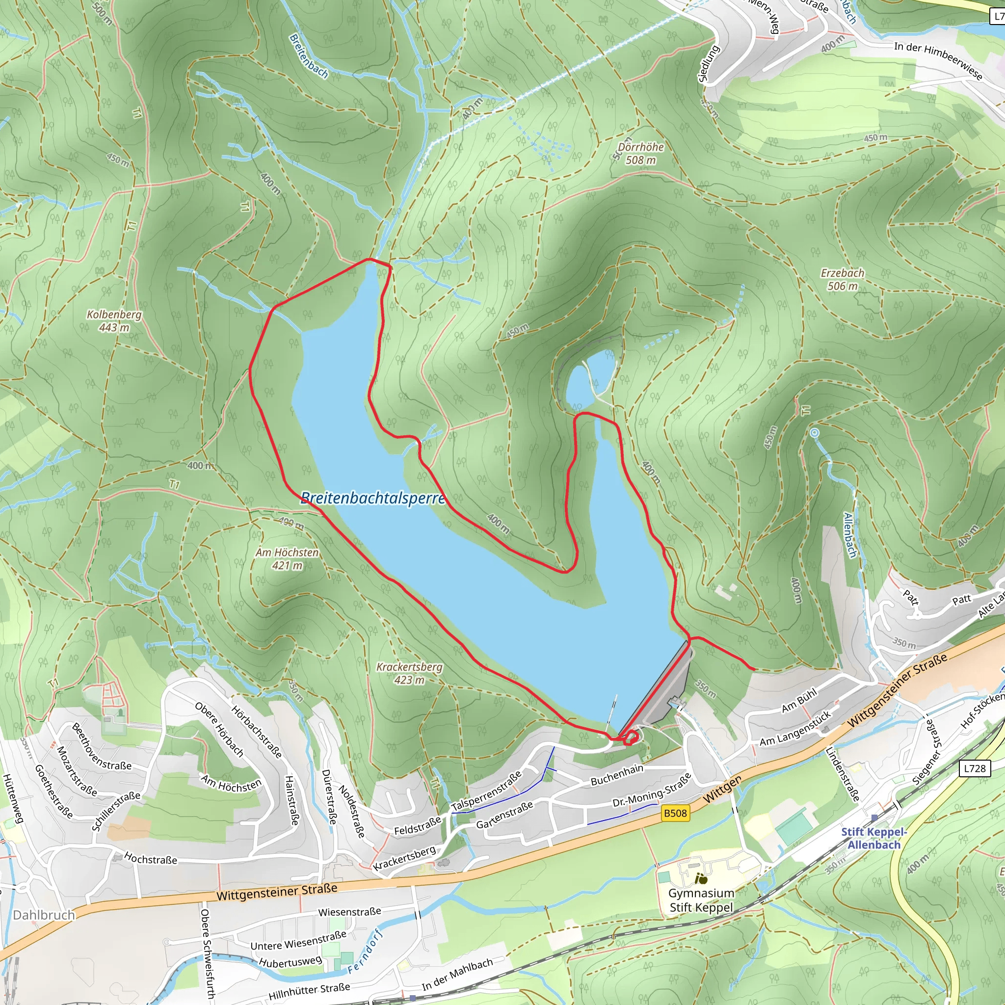Breitenbachtalsperre Loop mobile static map