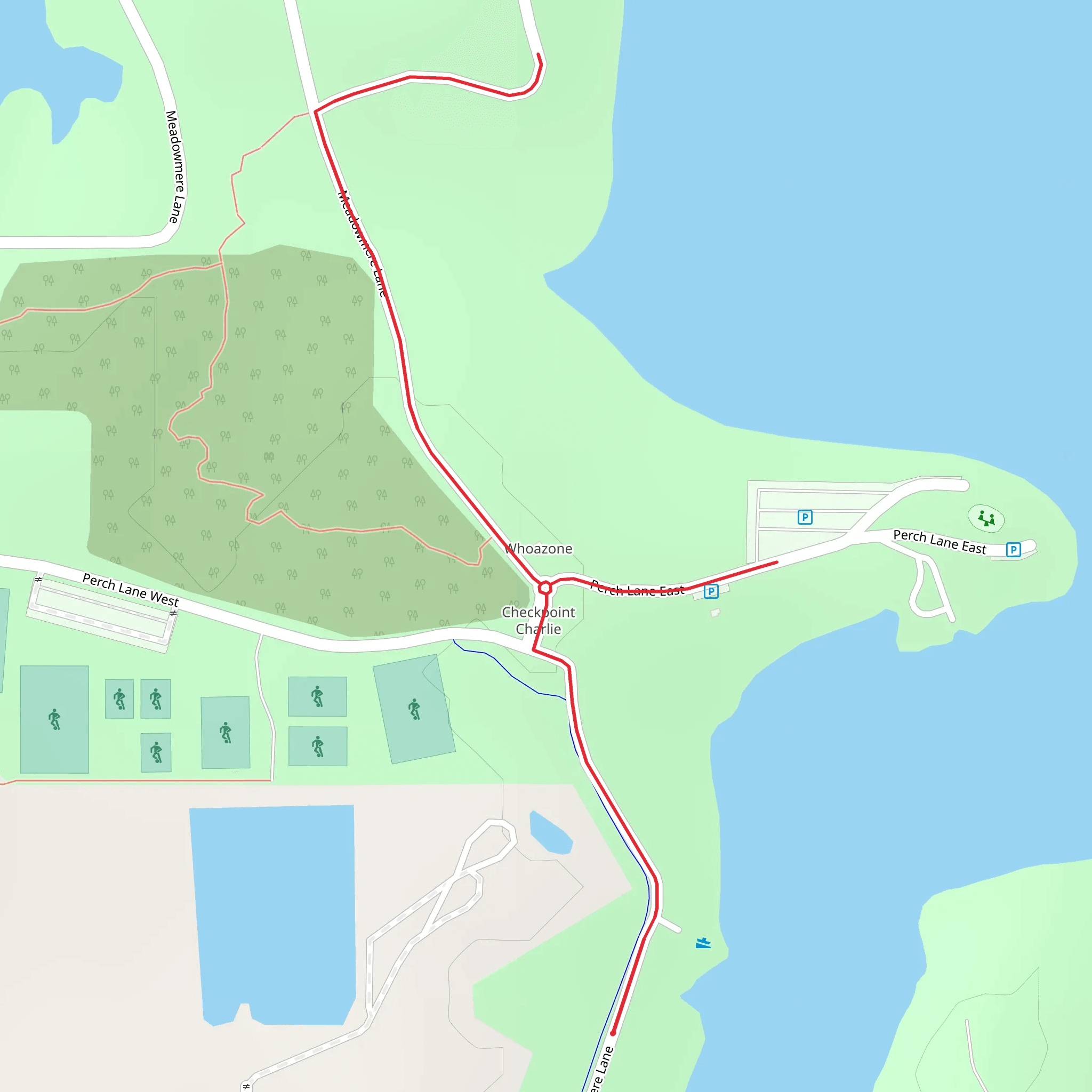 Walk along Meadowmere Park mobile static map