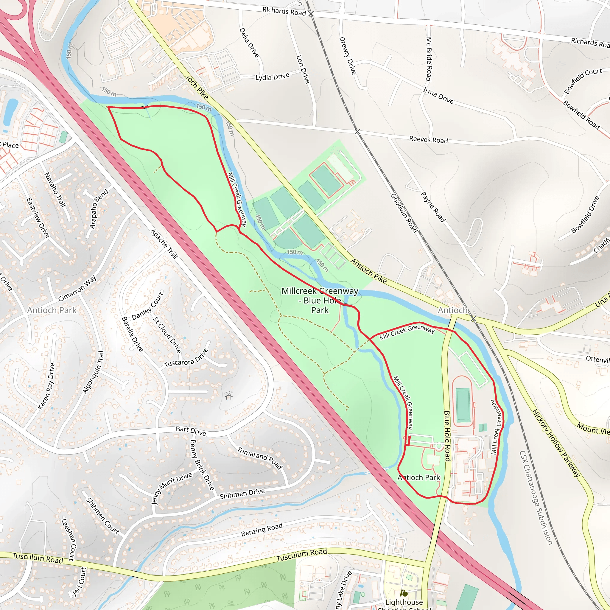 Mill Creek Greenway Loop mobile static map