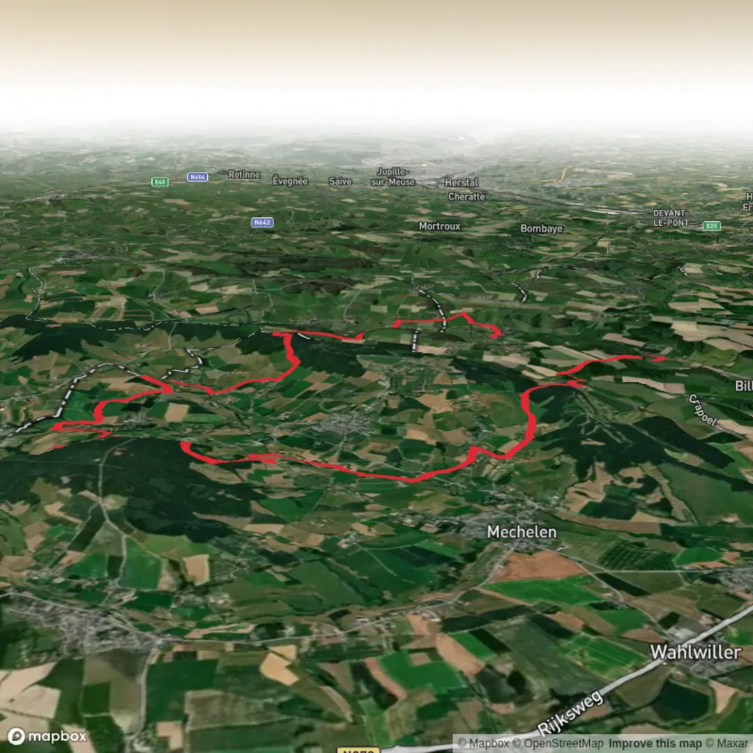 An image depicting the trail Dal Bissen Weg, Bovenste Bosch and Klein Kullen and its surrounding area.