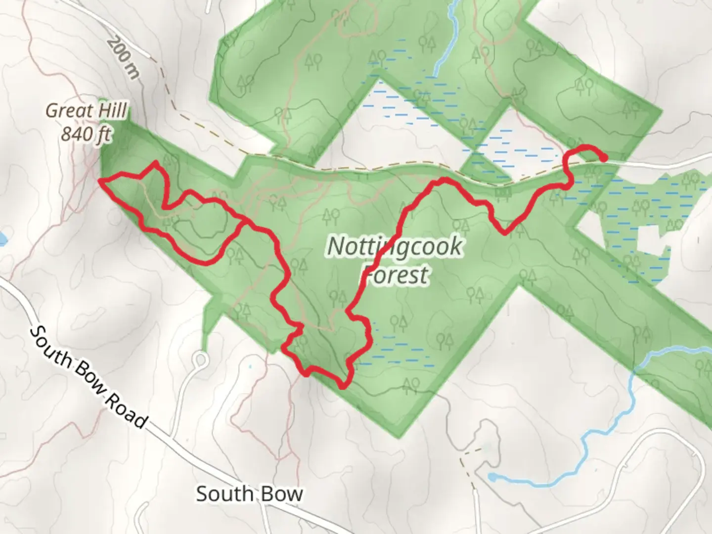 An image depicting the trail Nancy's Trail via Sheridan's Way Loop and its surrounding area.