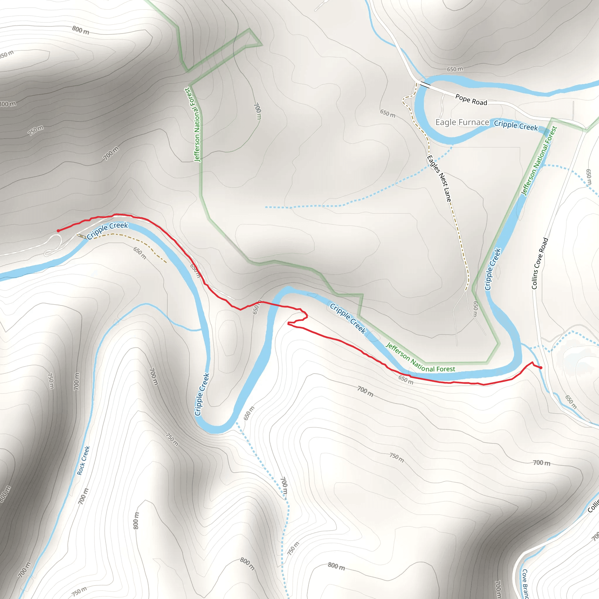 Raven Cliff Trail mobile static map