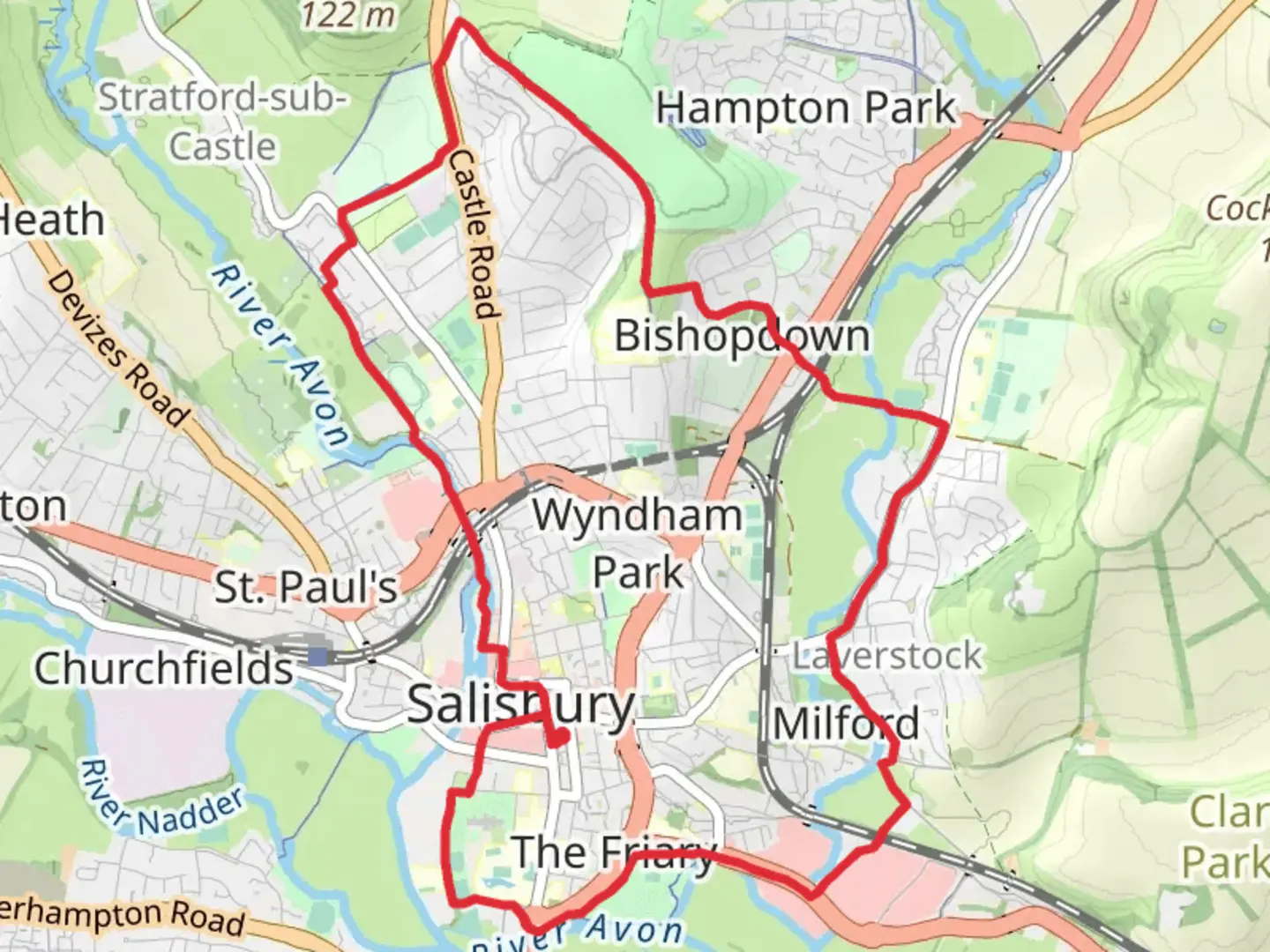 An image depicting the trail Castle Hill, Milford and Stratford sub Castle Loop and its surrounding area.