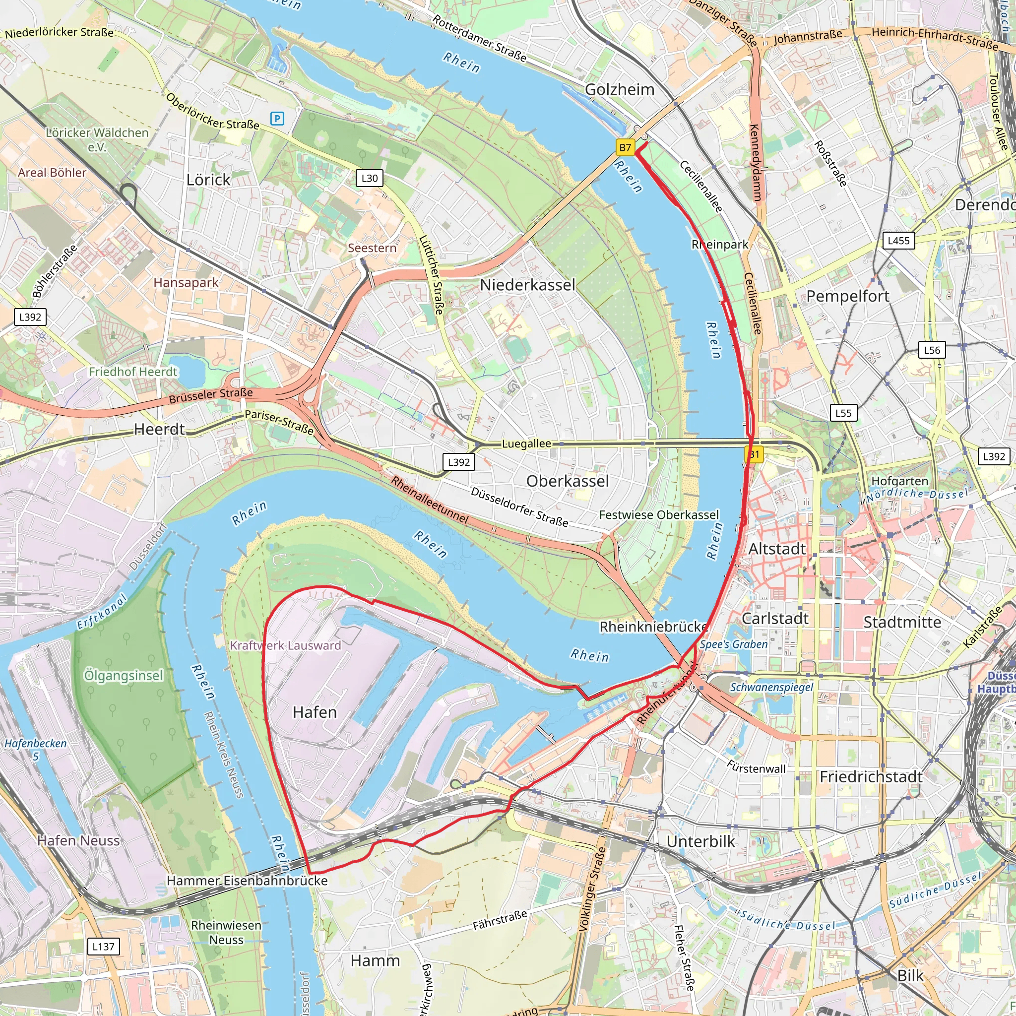 Dussldorf germania downton via Parlamentsufer mobile static map