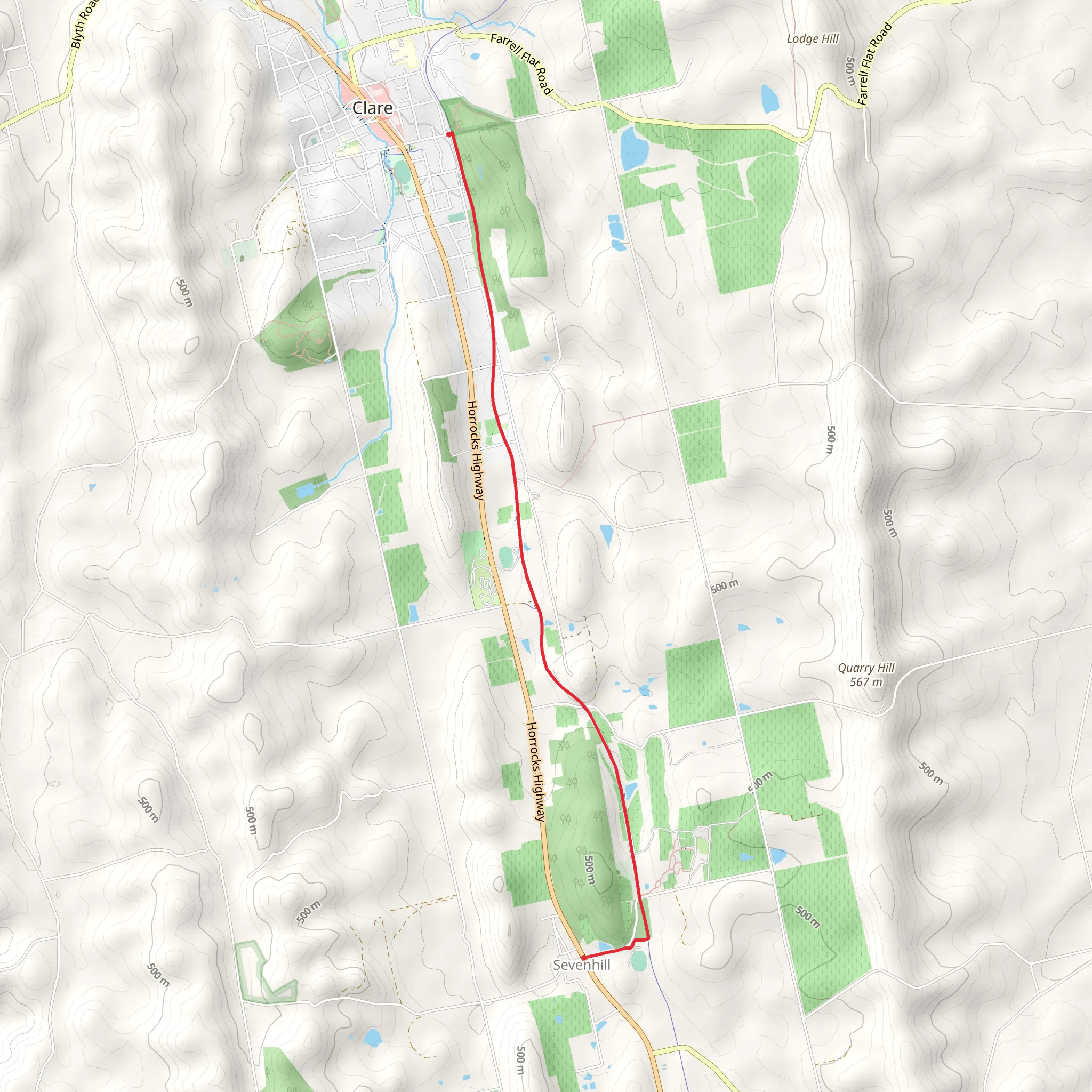 Clare to Sevenhill Short Walk mobile static map