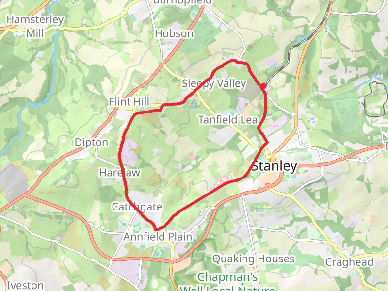 Tanfield Lea Marsh LNR and Stanley Country Park Loop mobile static map