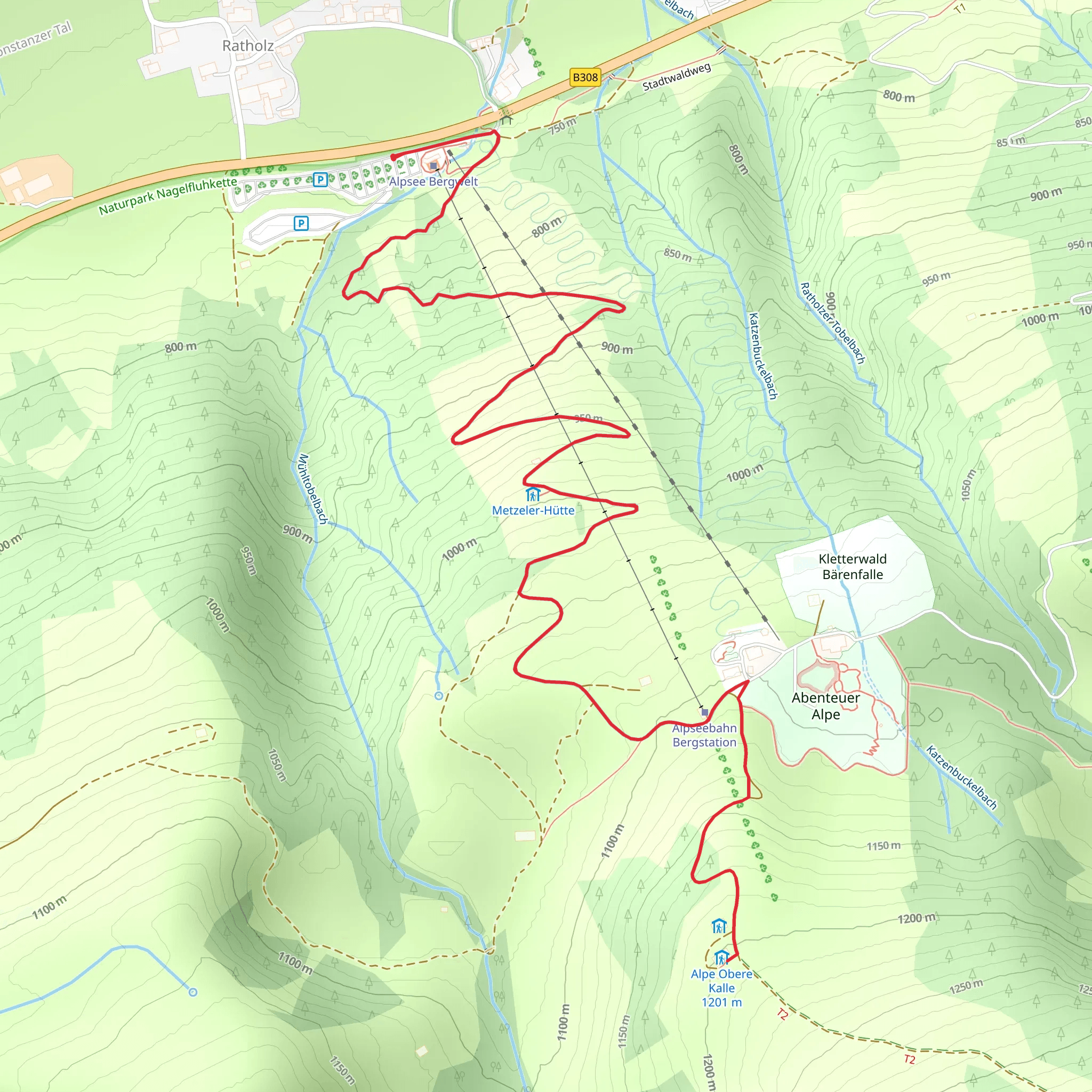 Alpe Obere Kalle Unterkunftshaus via Wanderwegenetz Immenstadt mobile static map