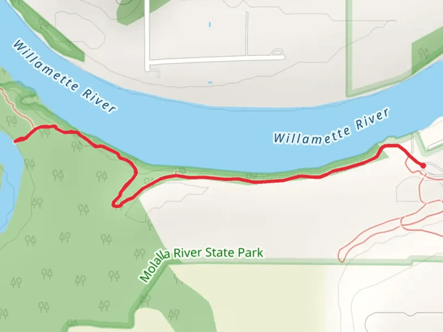 An image depicting the trail Willamette River Greenway and its surrounding area.