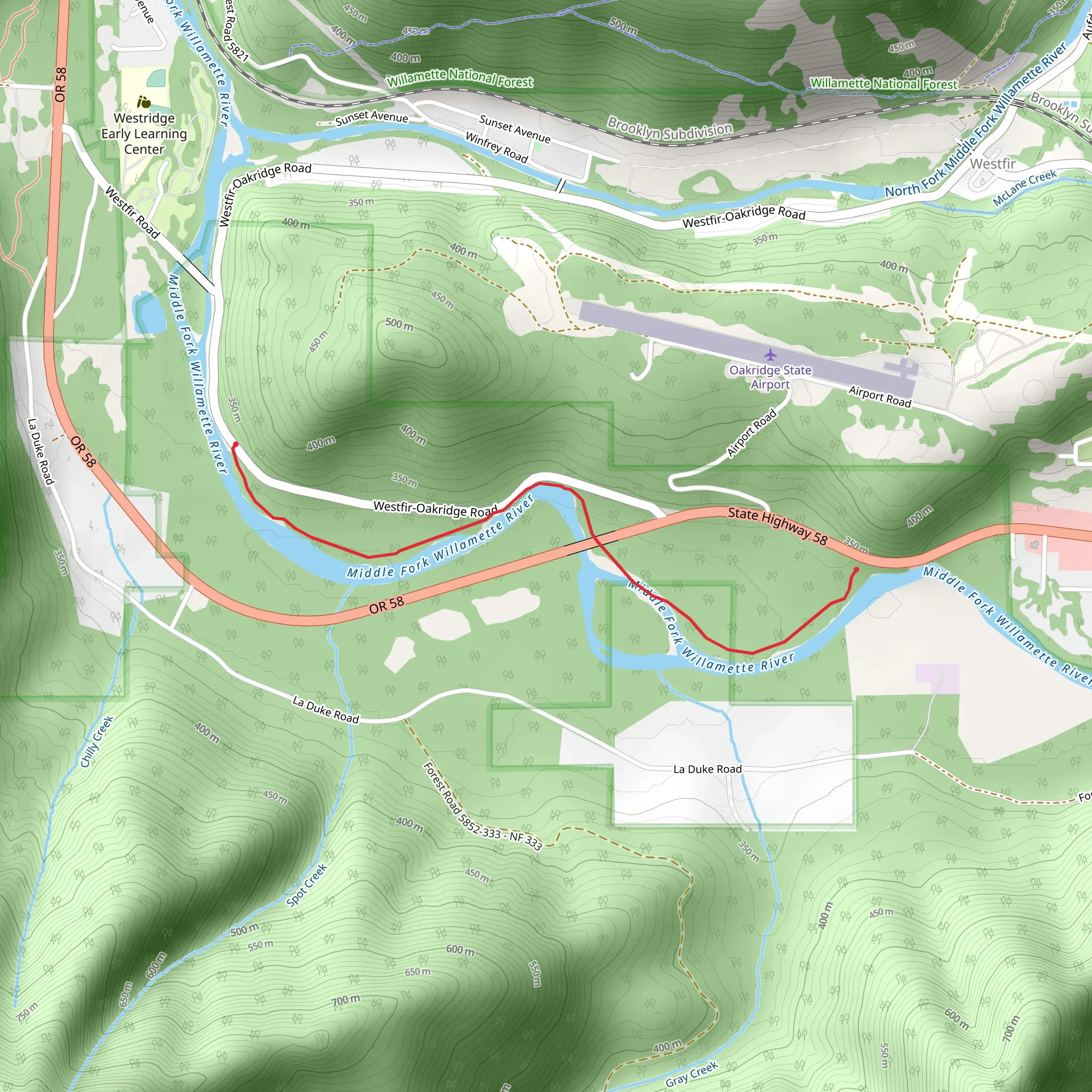 Lower Middle Fork Trail mobile static map