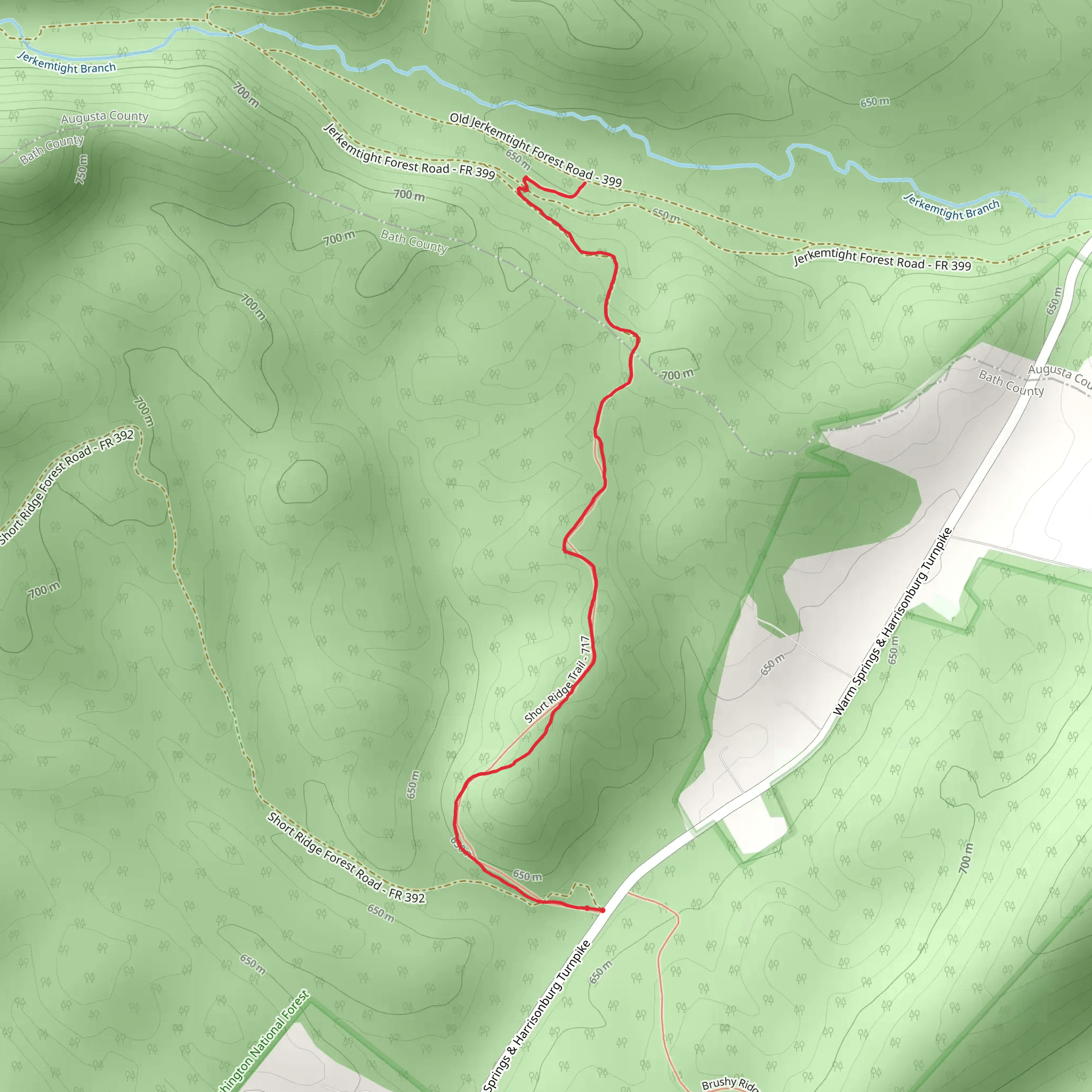 Short Ridge Trail mobile static map