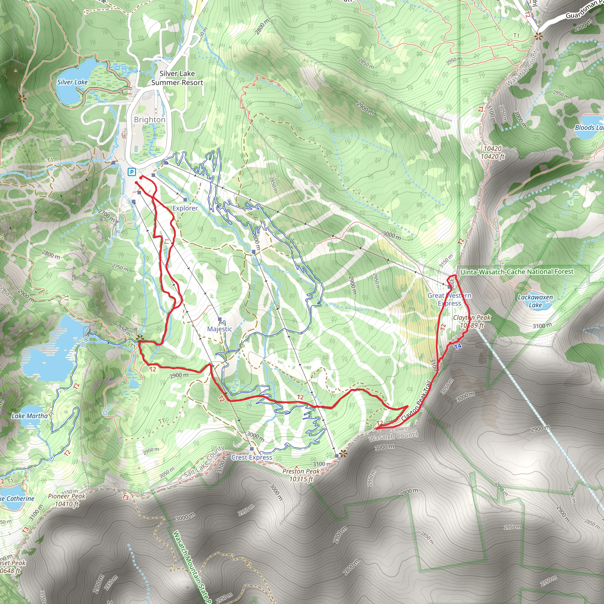 Brighton Lakes Trail and Clay Peak Trail mobile static map