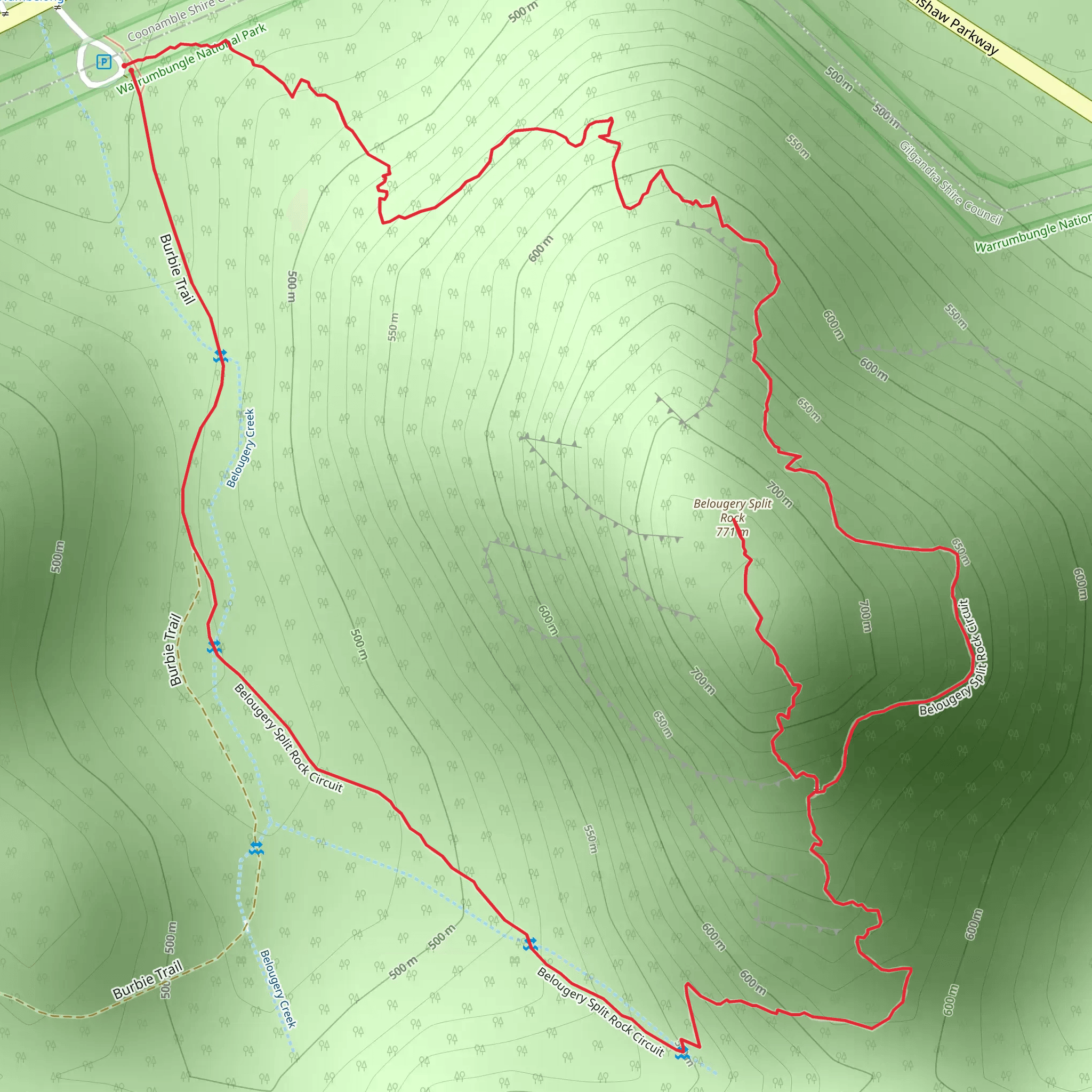 Belougery Split Rock Track mobile static map