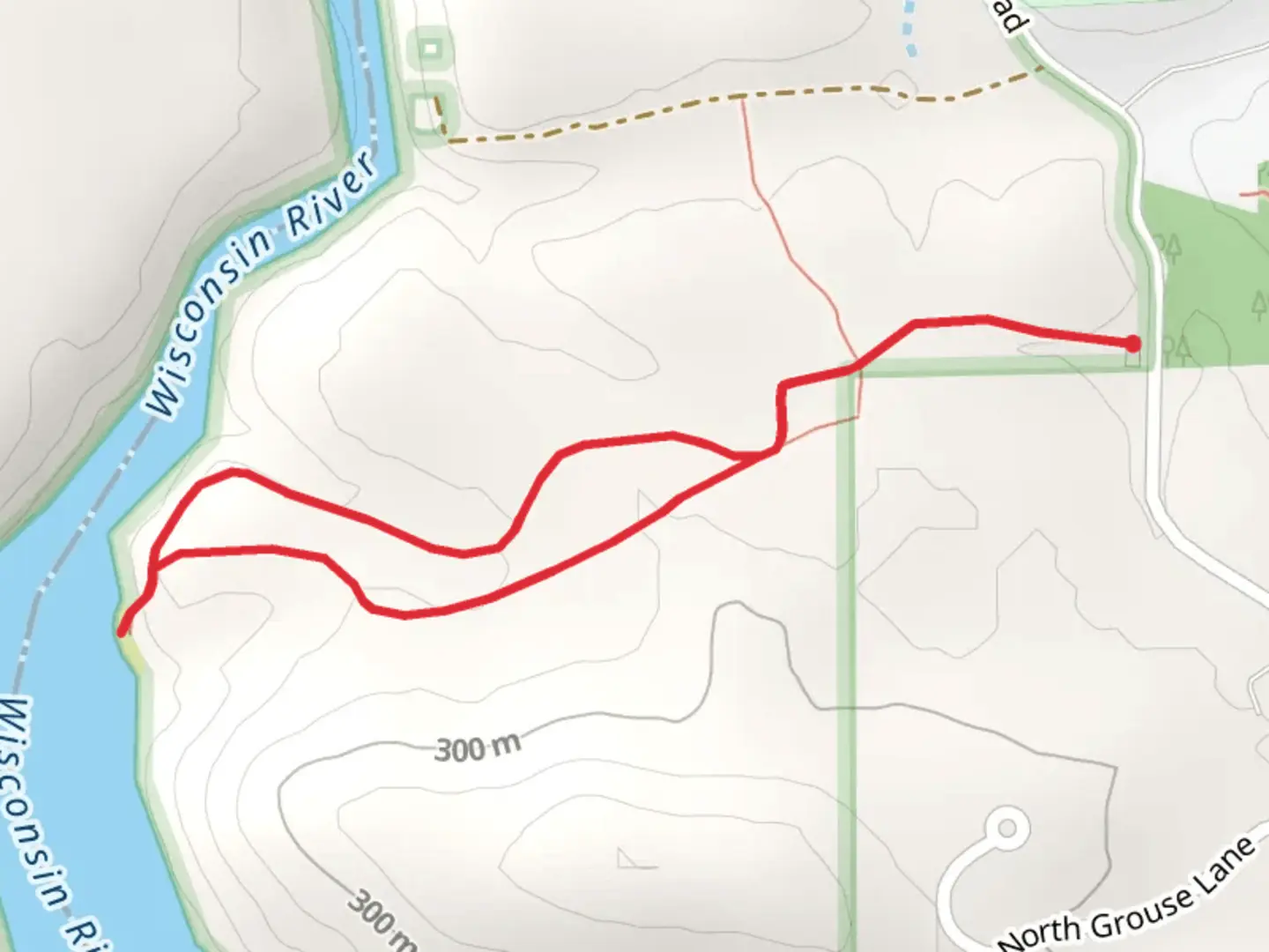 An image depicting the trail Wisconsin River from River Road and its surrounding area.