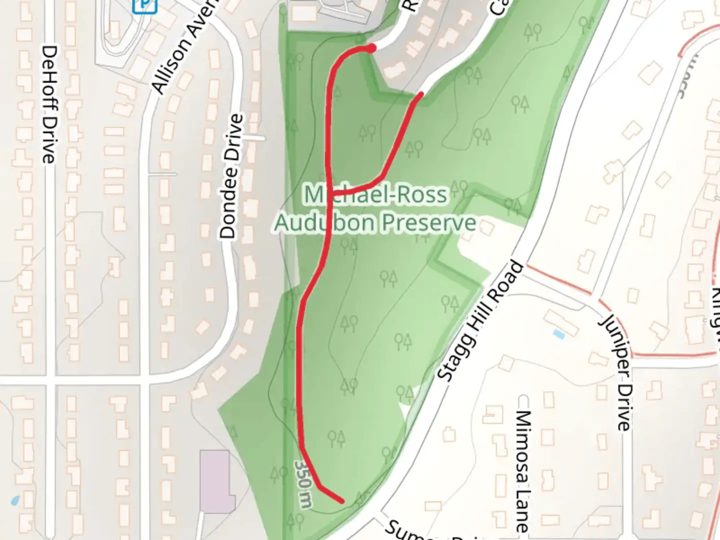 An image depicting the trail Ridgewood Drive South Walk and its surrounding area.