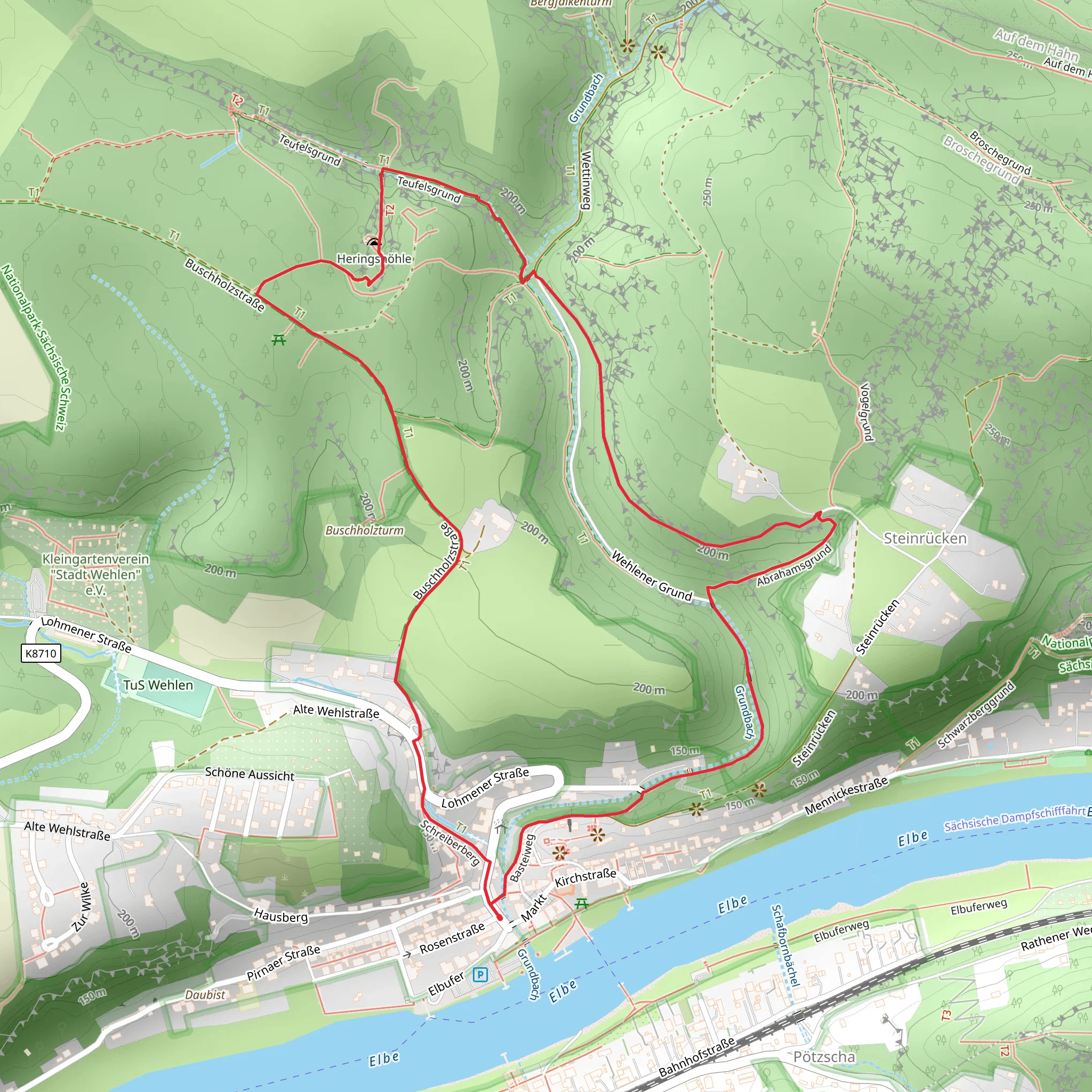 Abrahamsgrund and Malerweg Loop mobile static map
