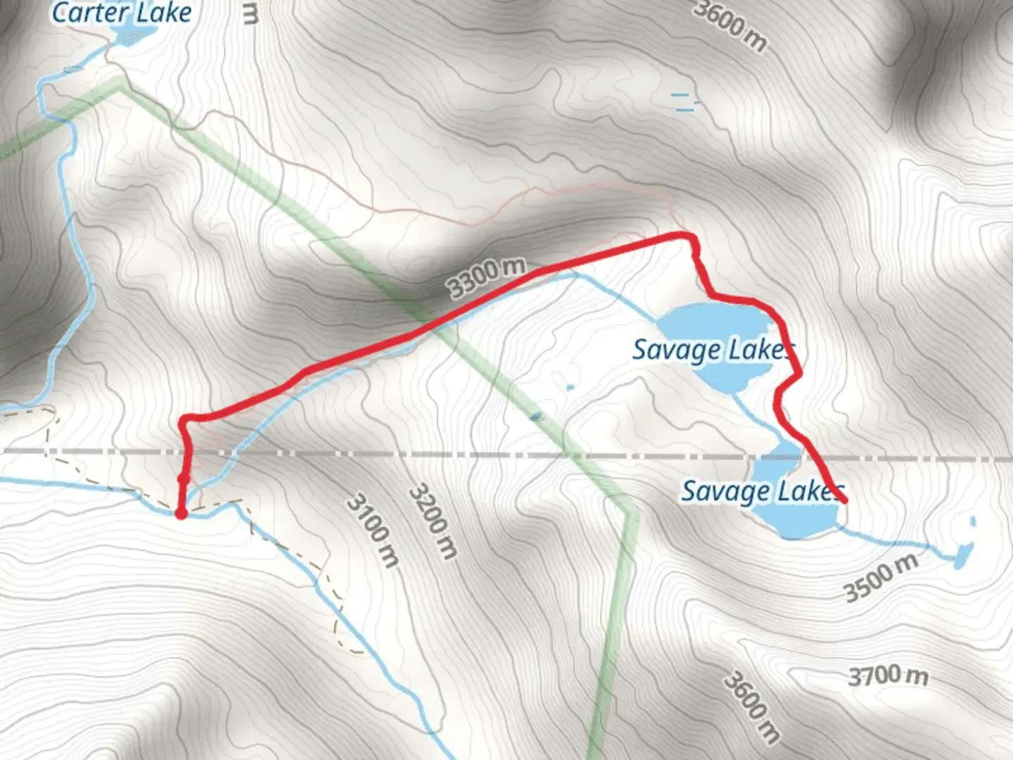 An image depicting the trail Savage Lakes Out and Back and its surrounding area.