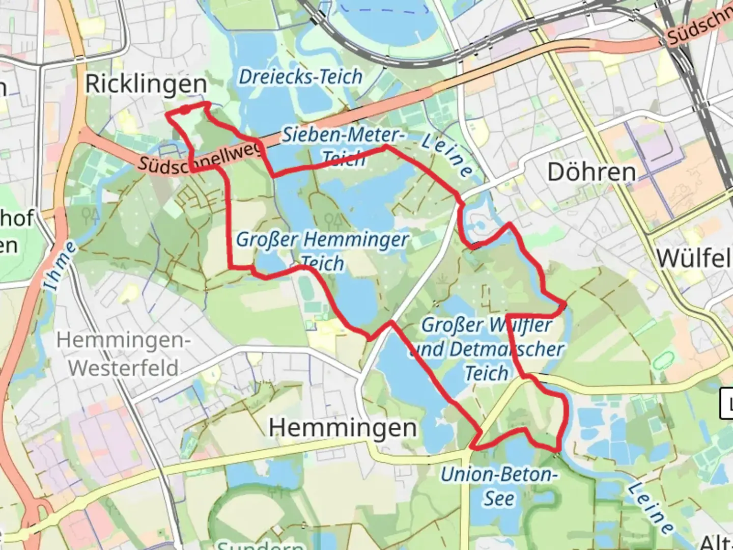 An image depicting the trail Hemmingen Lakes Loop and its surrounding area.