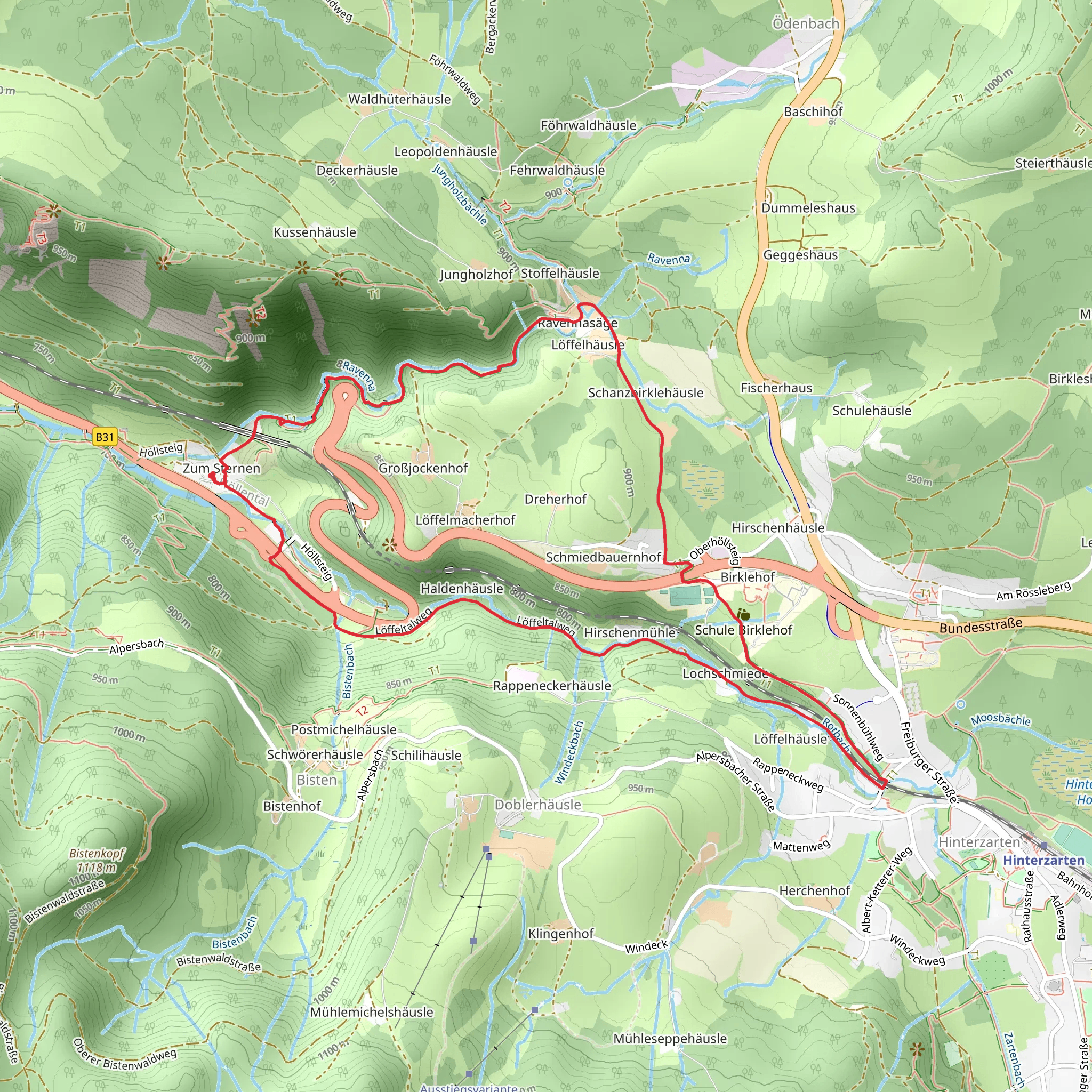 Rotbach and Ravena via Hoellsteig mobile static map