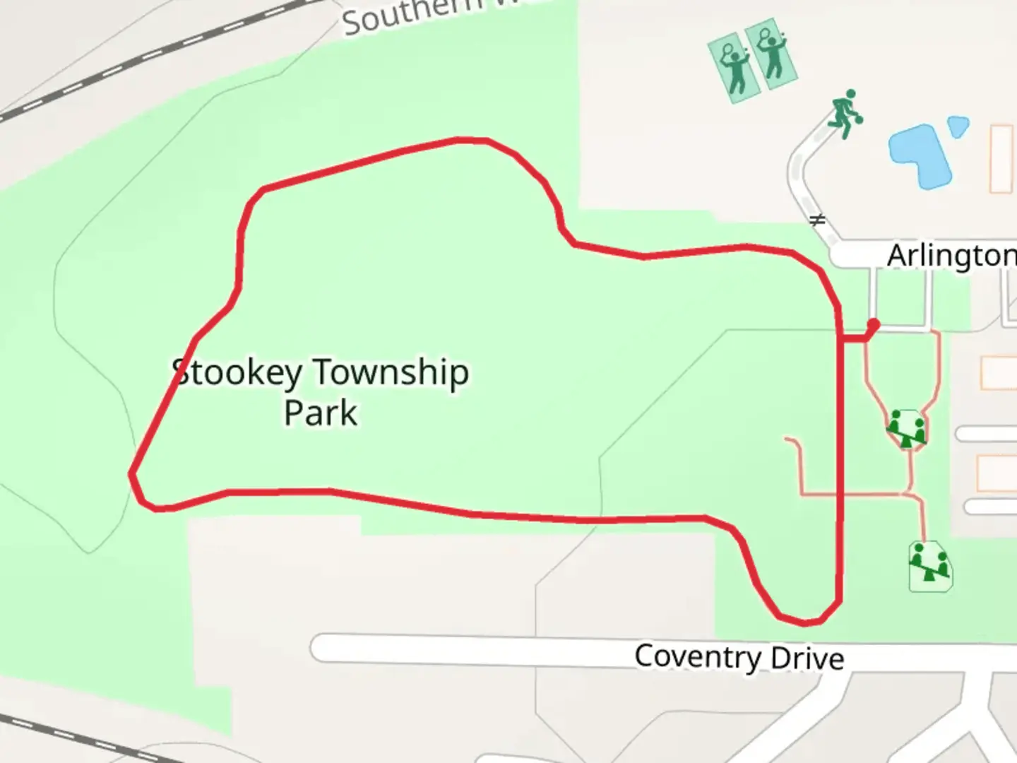 An image depicting the trail Stookey Township Park Loop and its surrounding area.