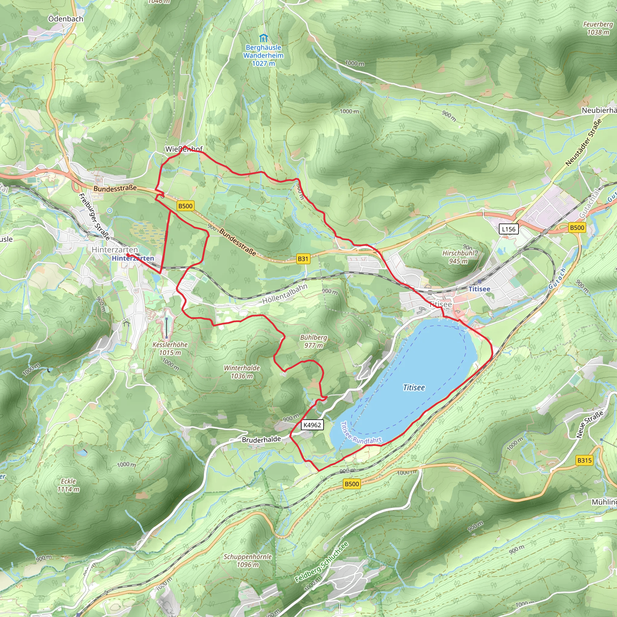Titisee Loop via Hinterzarten mobile static map