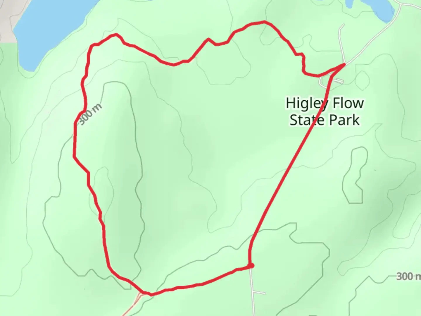 An image depicting the trail Warm Brook and Higley Flow State Park Loop and its surrounding area.