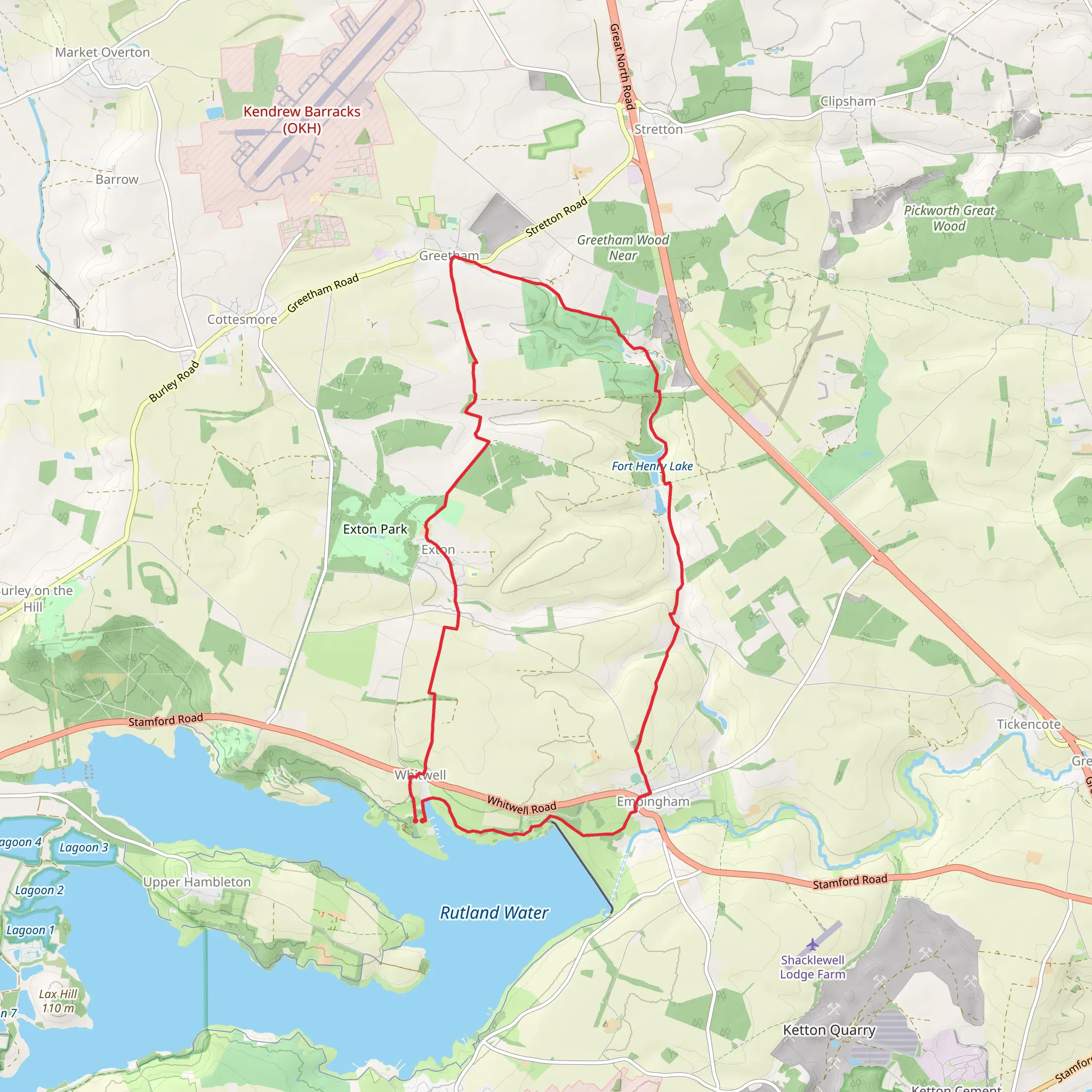 Rutland Water - Empingham - Greetham - Exton and Whitwell mobile static map