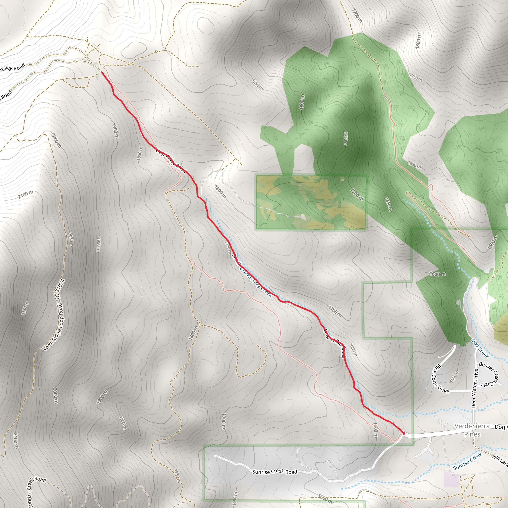 Dog Valley Road mobile static map