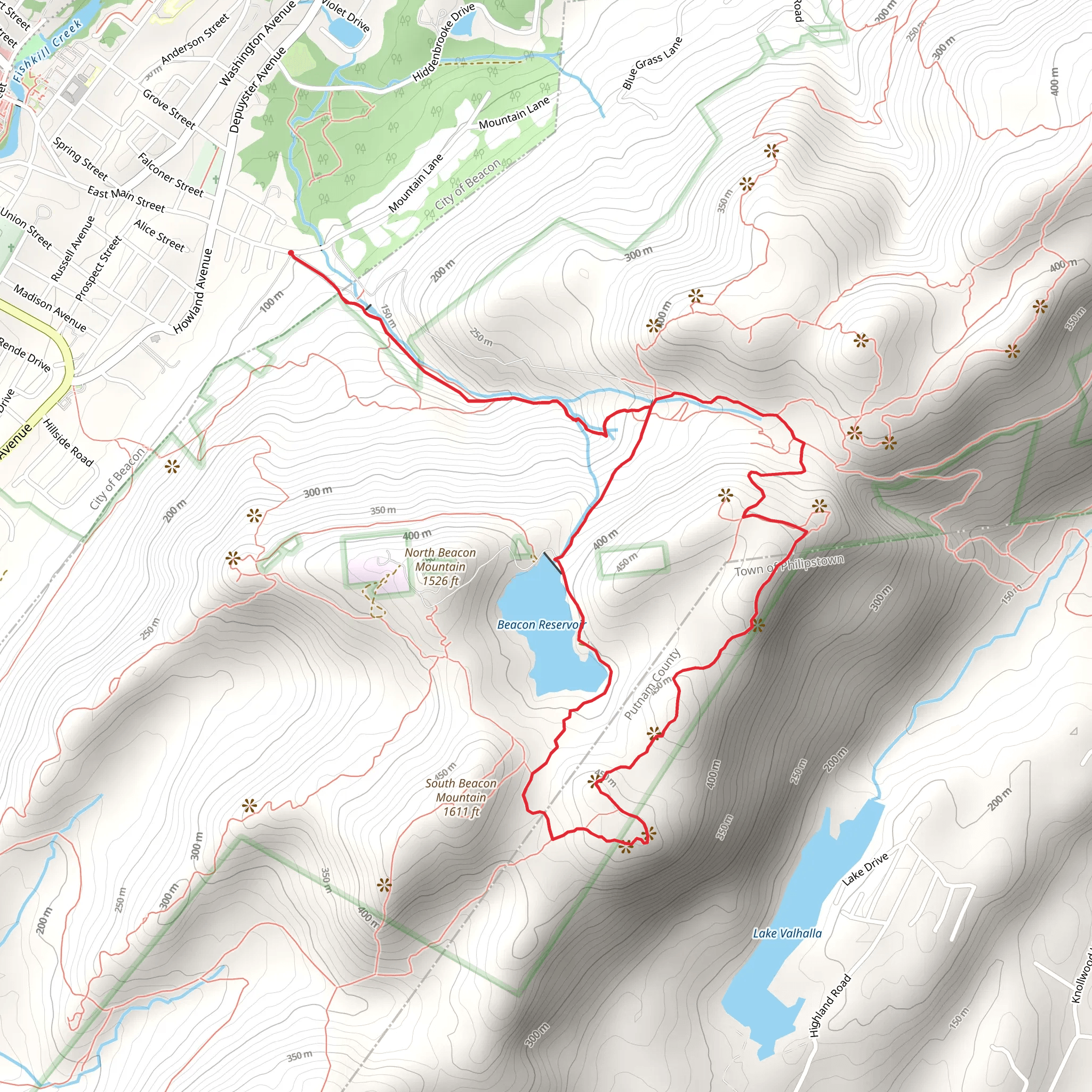 Beacon Reservoir and Wilkinson Memorial Trail Loop mobile static map