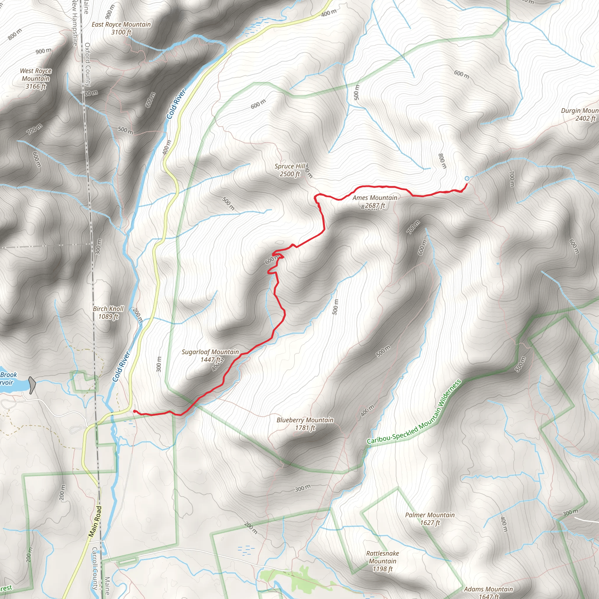 Speckled Mountain via Bickford Brook Trail mobile static map