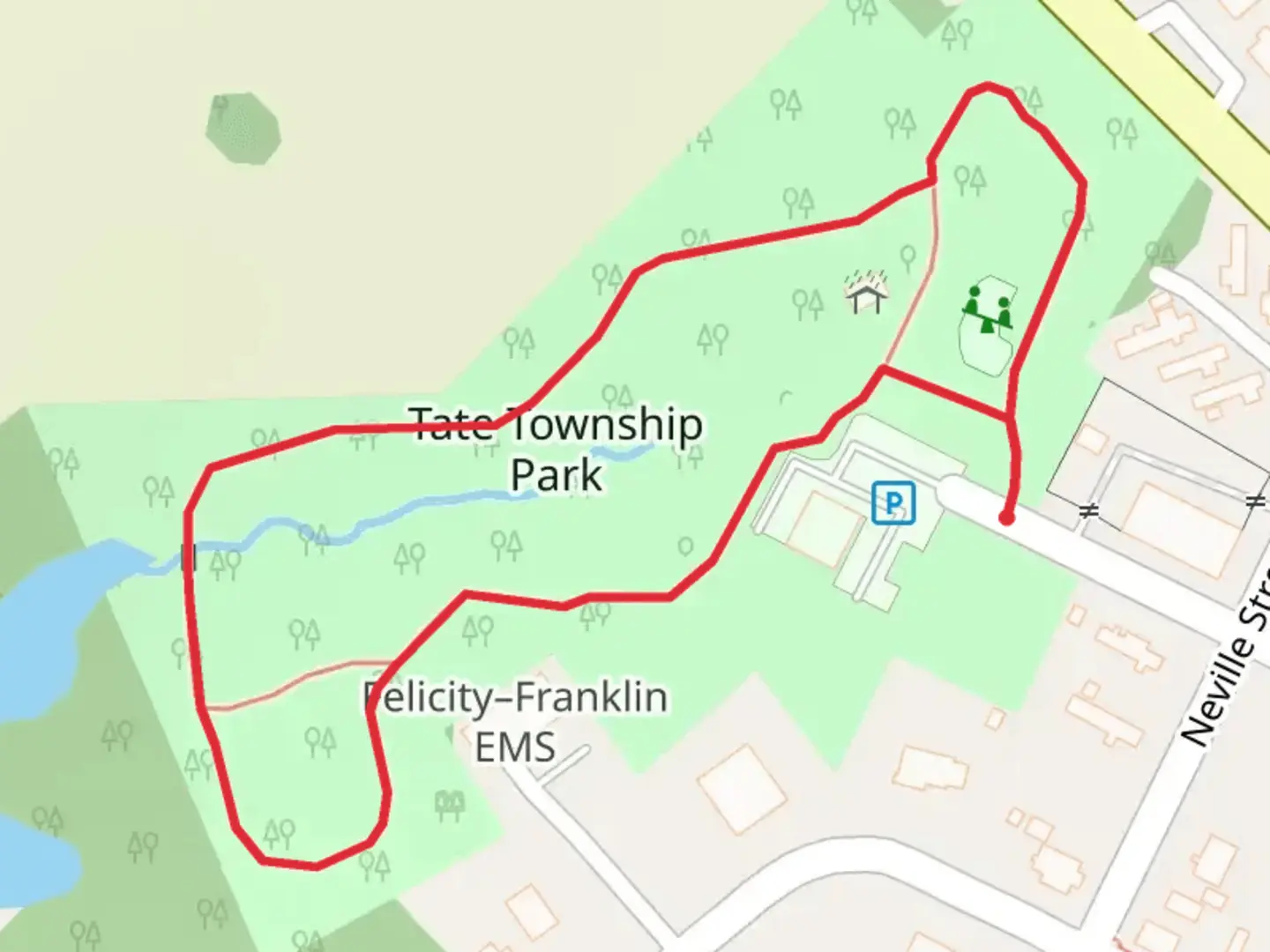 An image depicting the trail Neville Street Main Street Loop and its surrounding area.