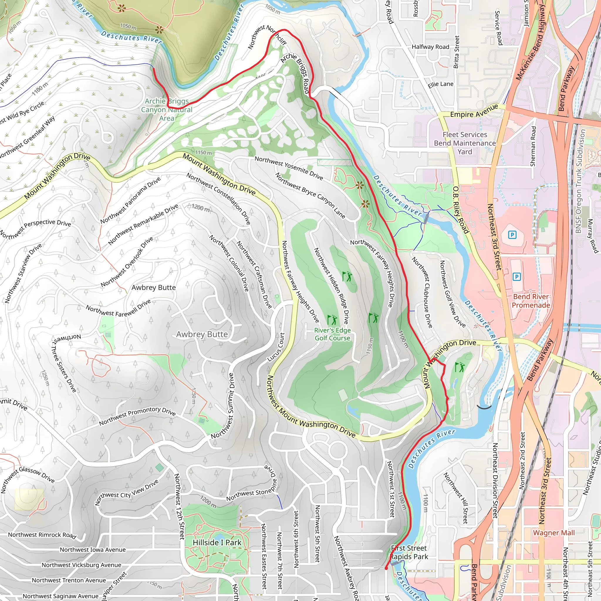 First Street Rapids Park and Deschutes River Trail mobile static map