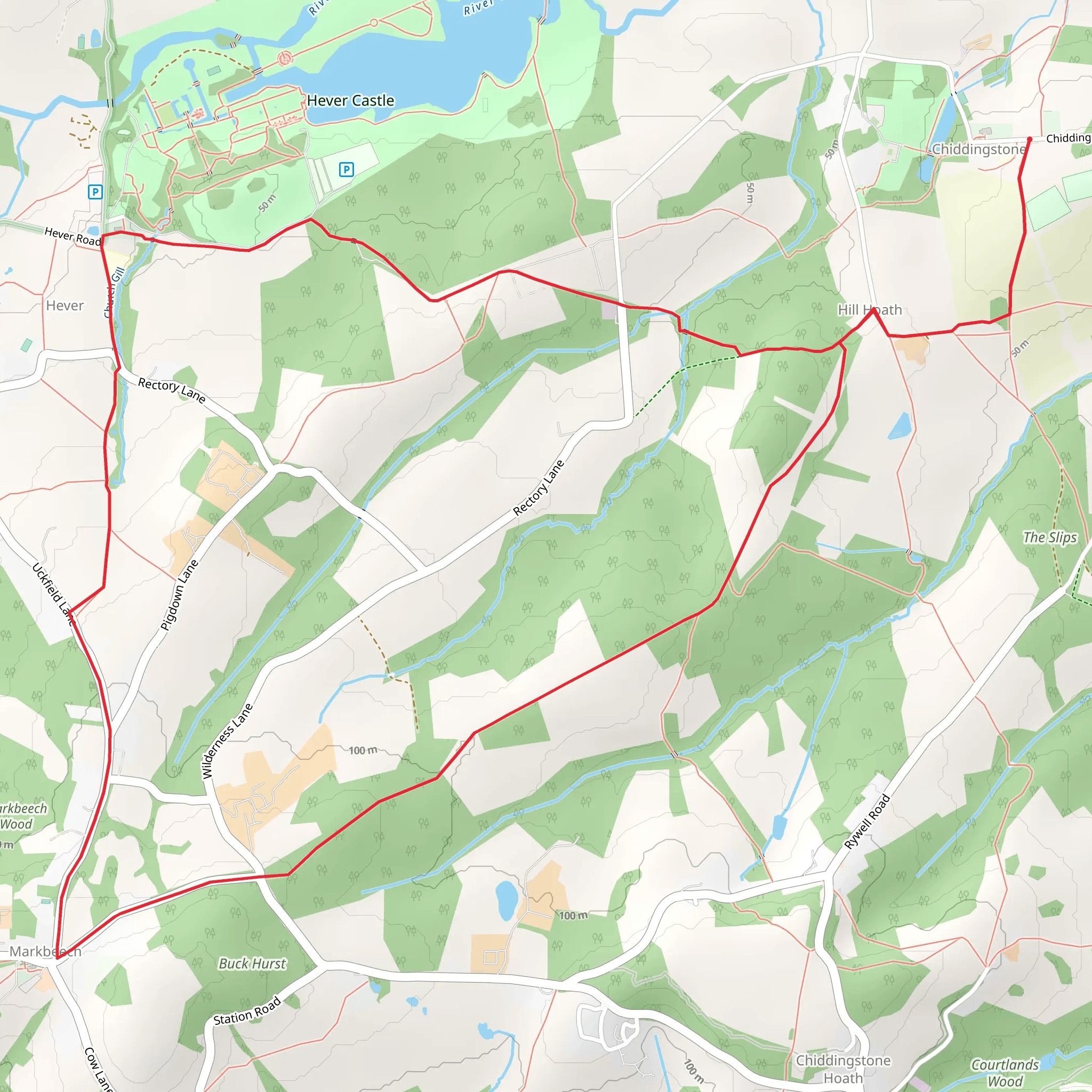Hever and Markbeech from Chiddingstone mobile static map