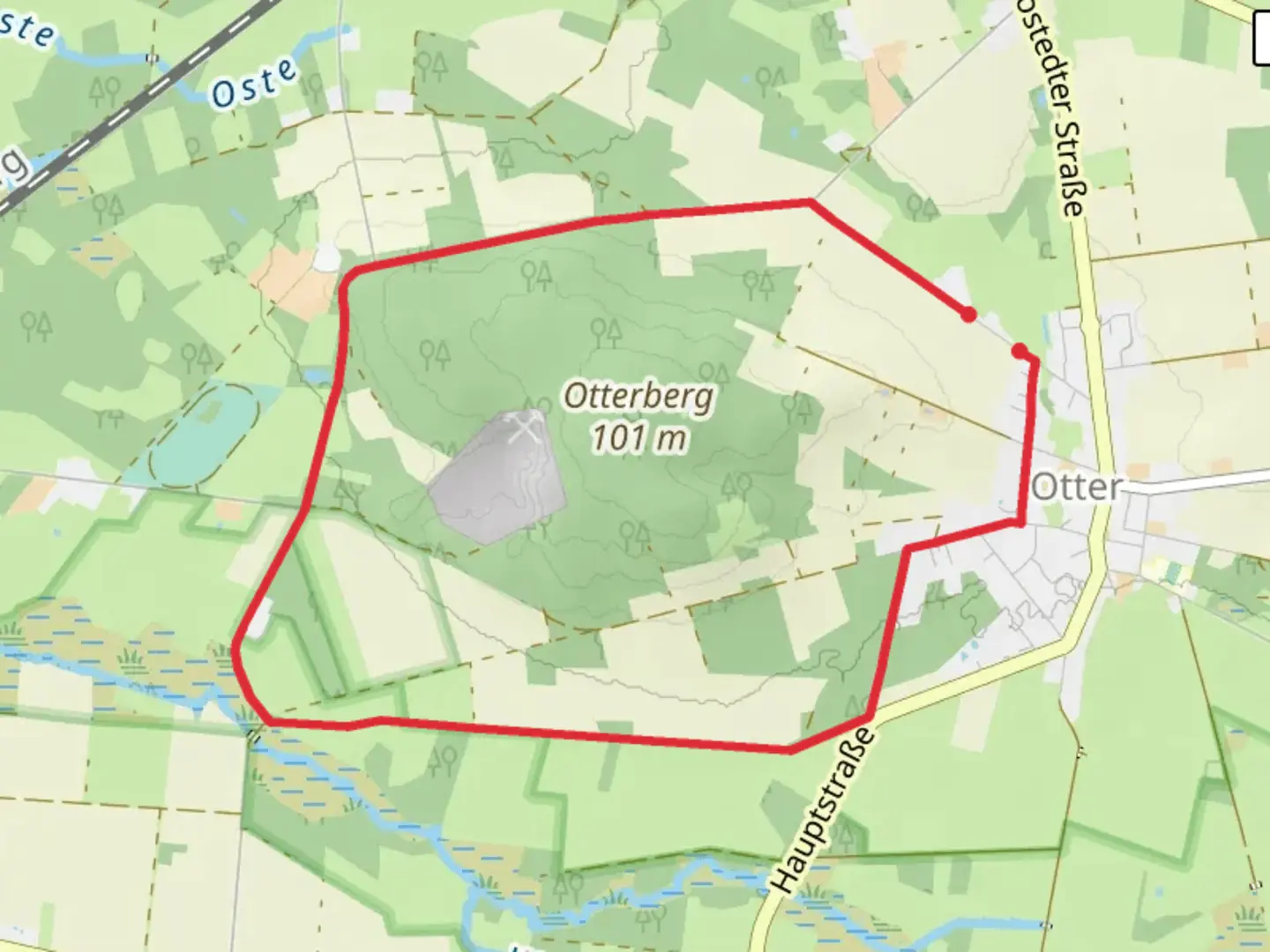 An image depicting the trail Otterberg Wanderweg and its surrounding area.