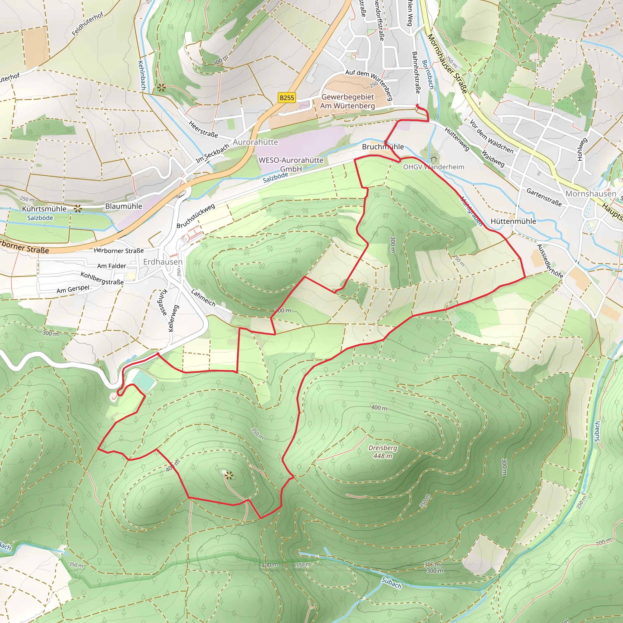 Salzboede Bergpfad and Gladenbacher Weg mobile static map