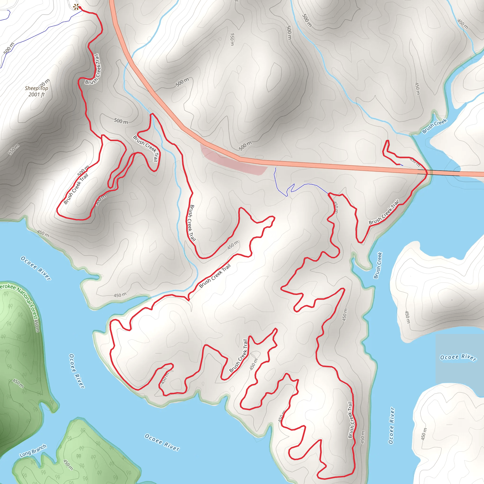 Brush Creek Out and Back mobile static map