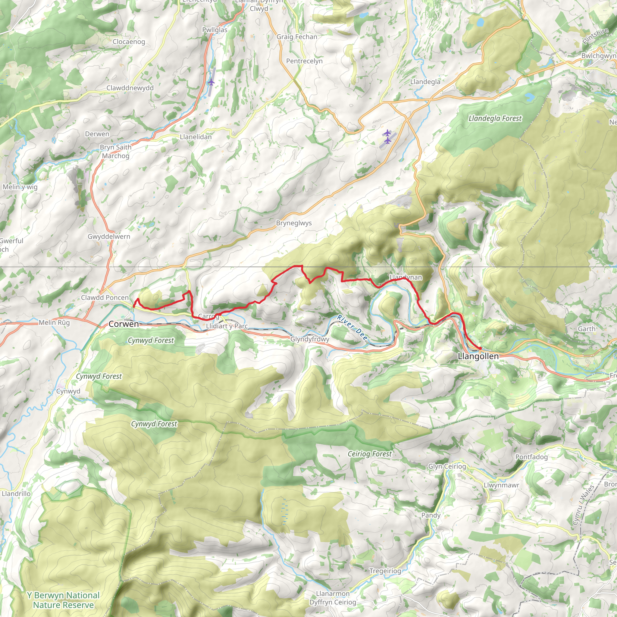 Dee Valley Way mobile static map