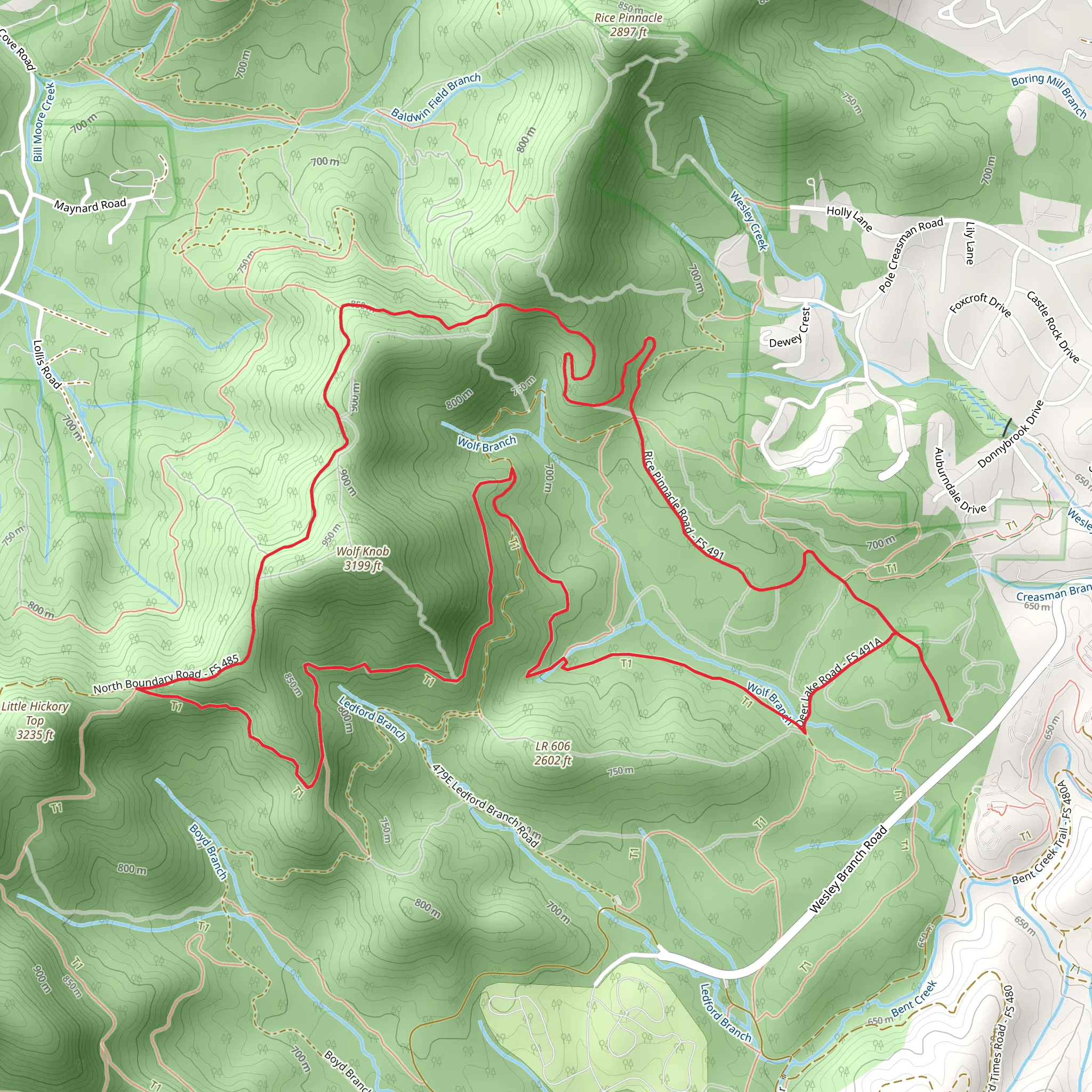 Wolf Knob Loop mobile static map
