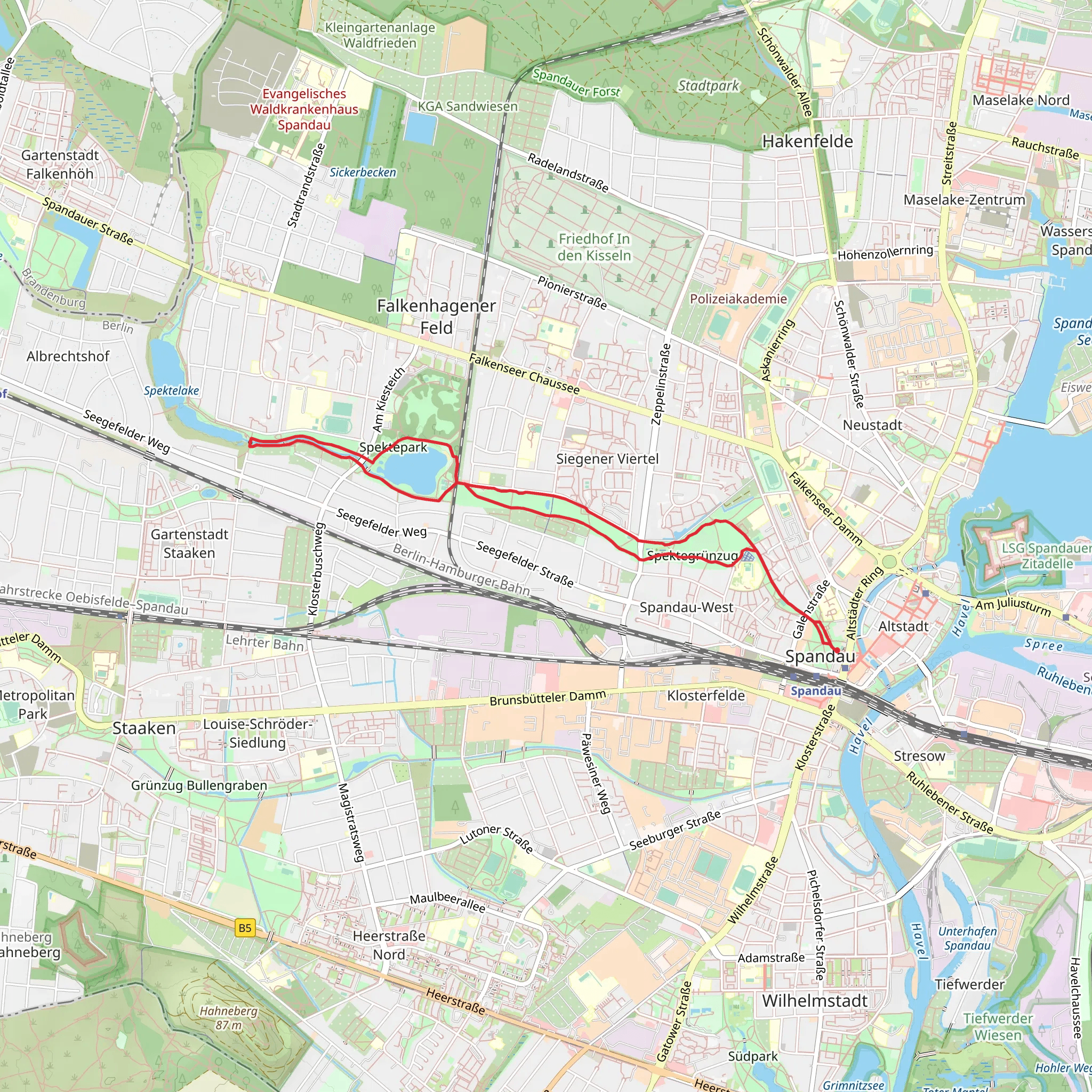 Münsingerpark, Spektegrünzug and Großer Spektesee Loop mobile static map