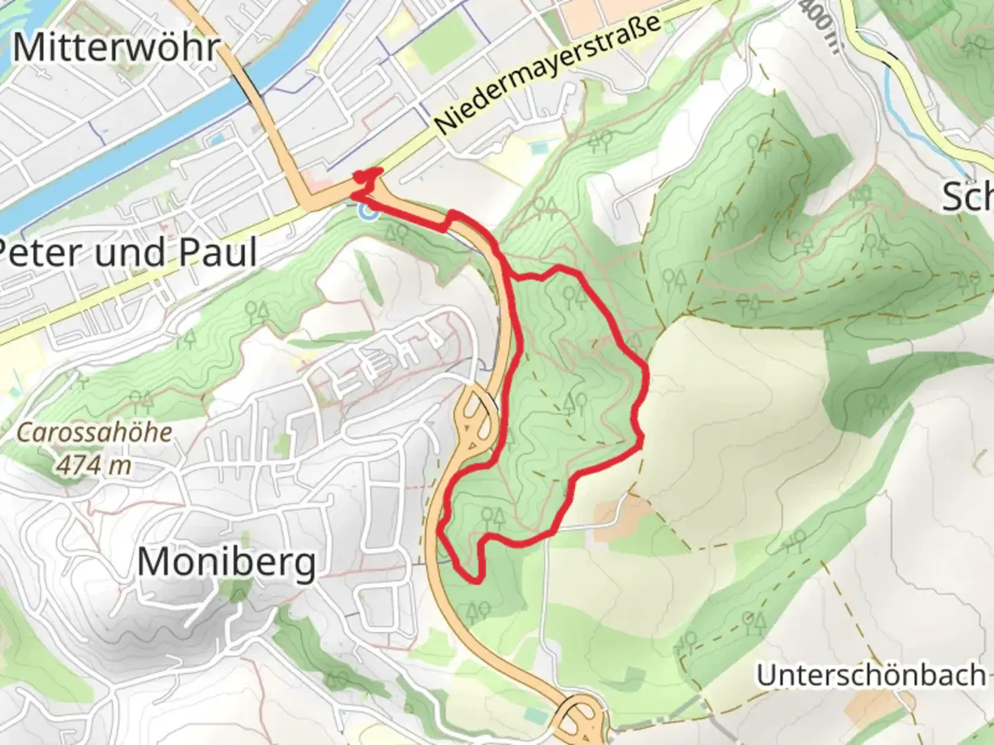 An image depicting the trail Rákócziweg Loop and its surrounding area.