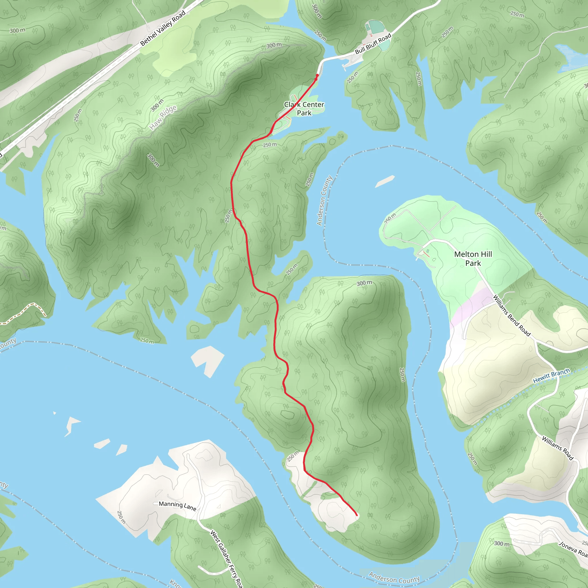 Bull Bluff Road from Clark Center Park mobile static map