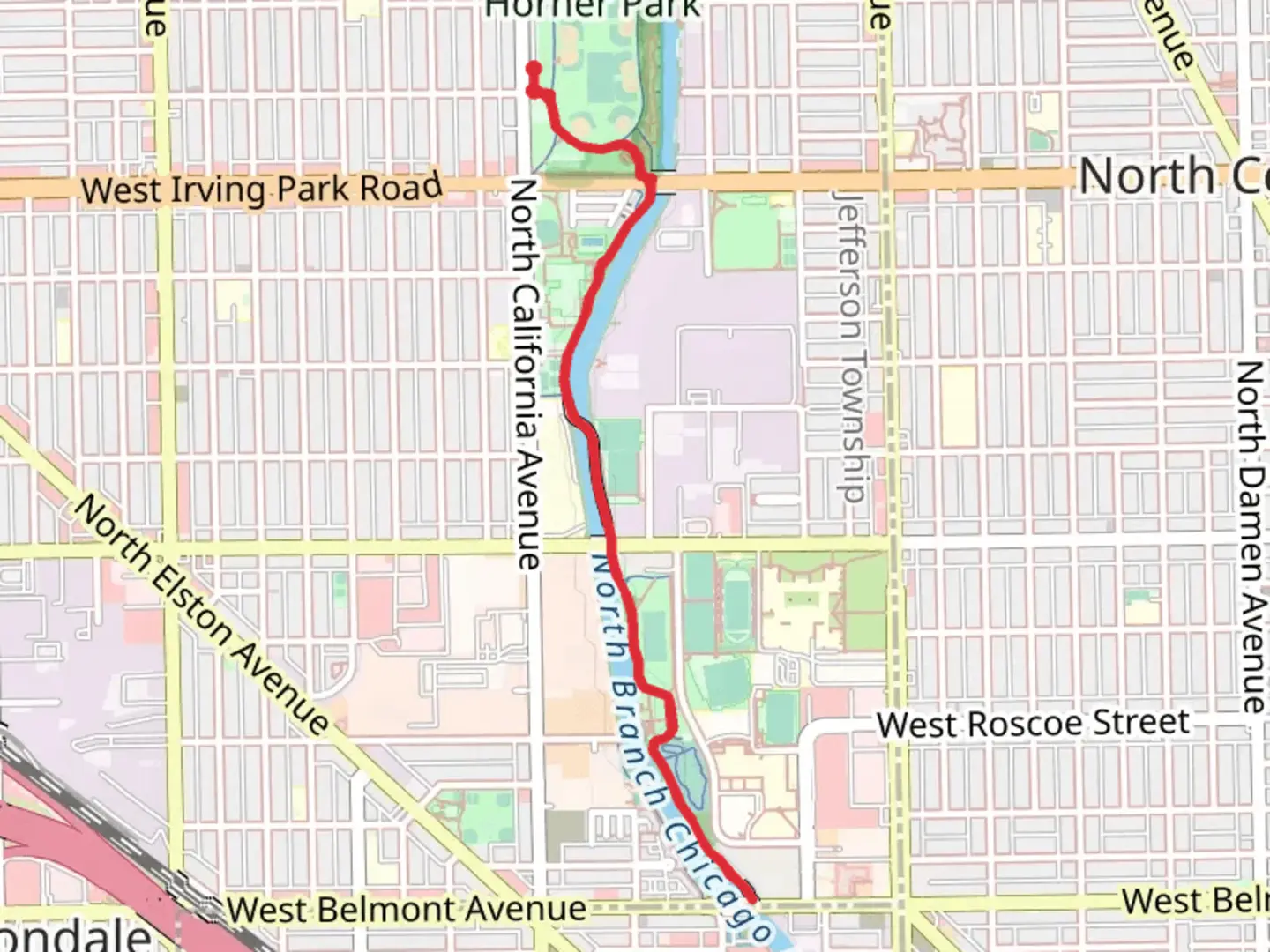 An image depicting the trail Harner Park, California Park and Richard Clark Park and its surrounding area.