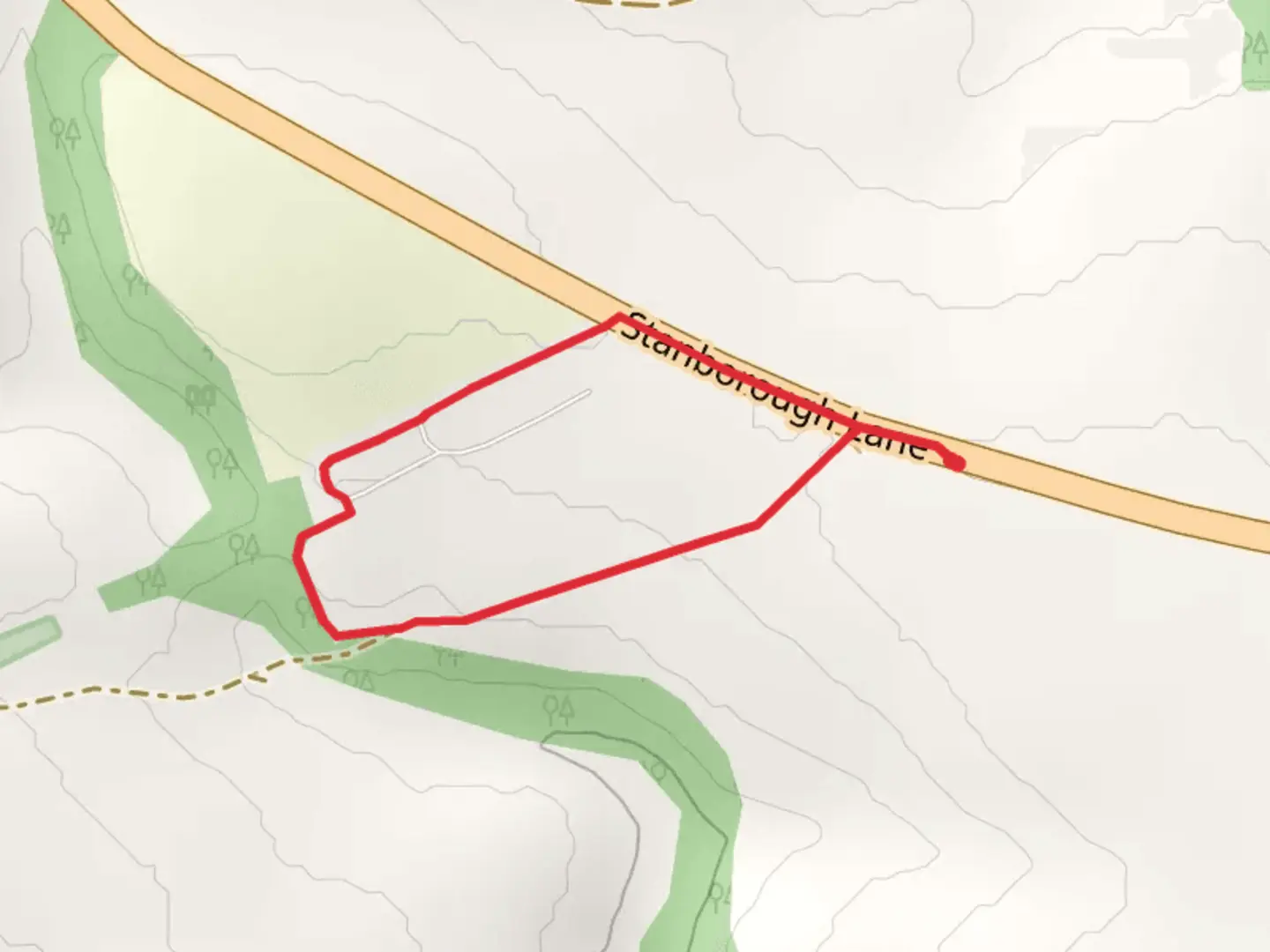 An image depicting the trail Notgrove Long Barrow Loop and its surrounding area.
