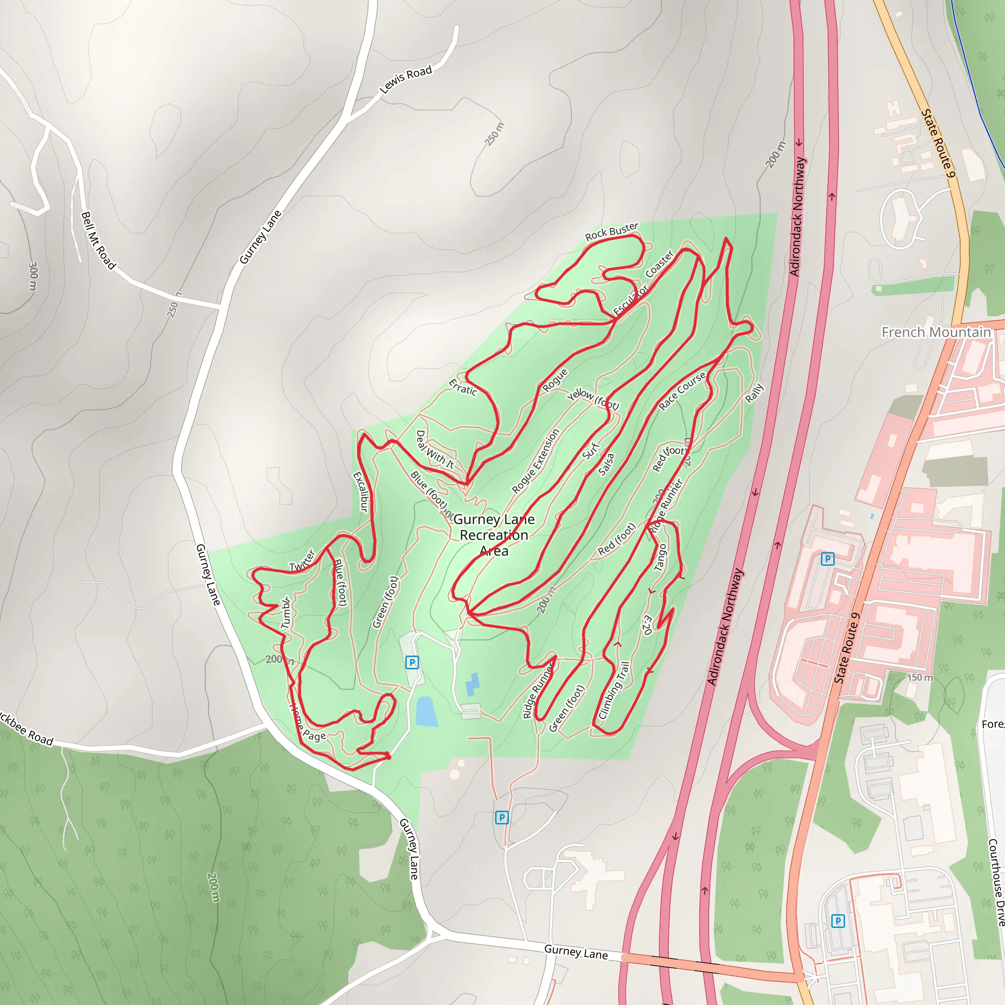 Gurney Lane Recreation Area Loop mobile static map
