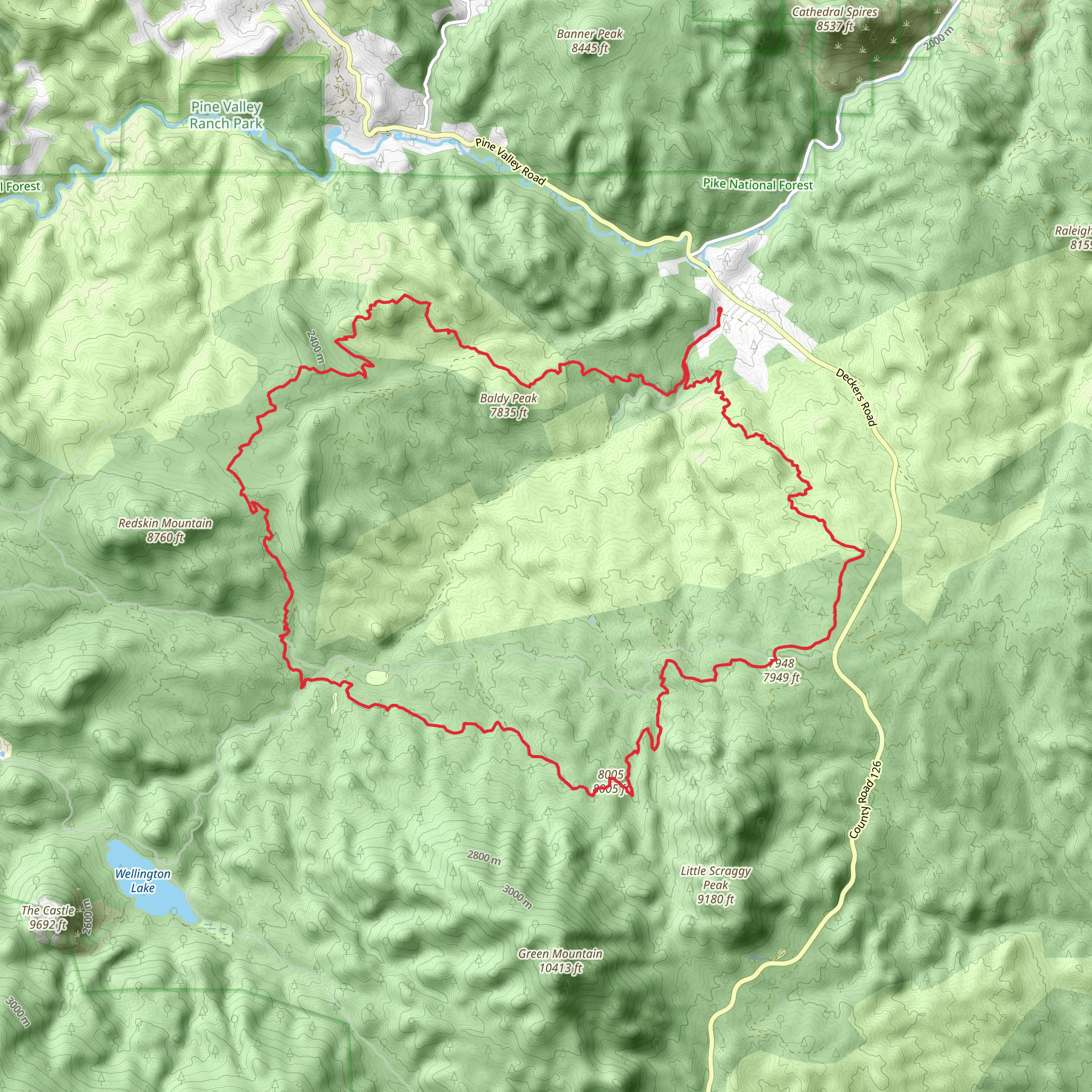 South Buffalo Creek and Baldy Peak Loop via Colorado Trail mobile static map