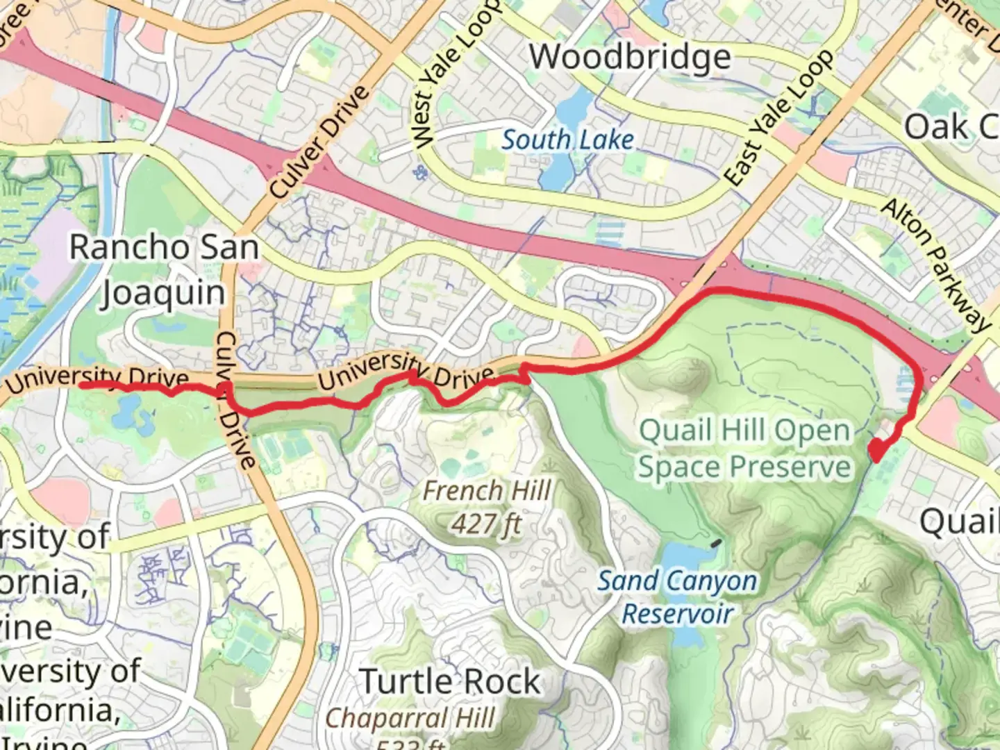 An image depicting the trail Juanita Moe and Sand Canyon Wash - University Trail and its surrounding area.