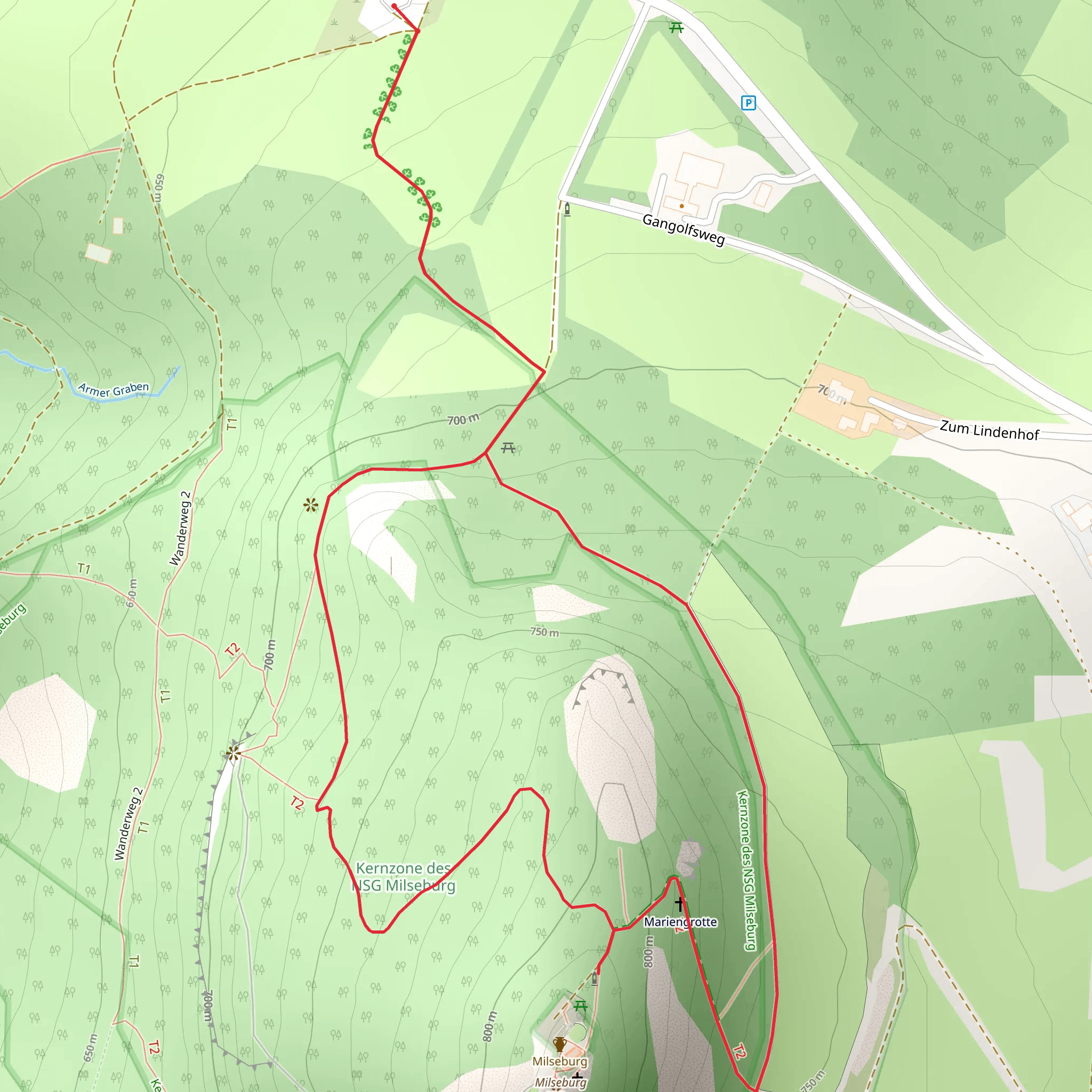 Tothholz and Milseburg via Geisweg mobile static map
