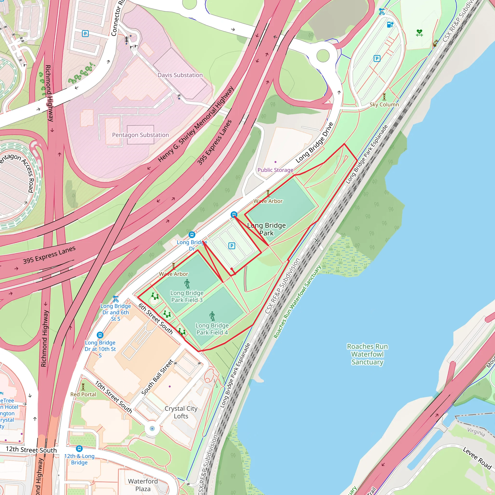 Long Bridge Park Loop mobile static map