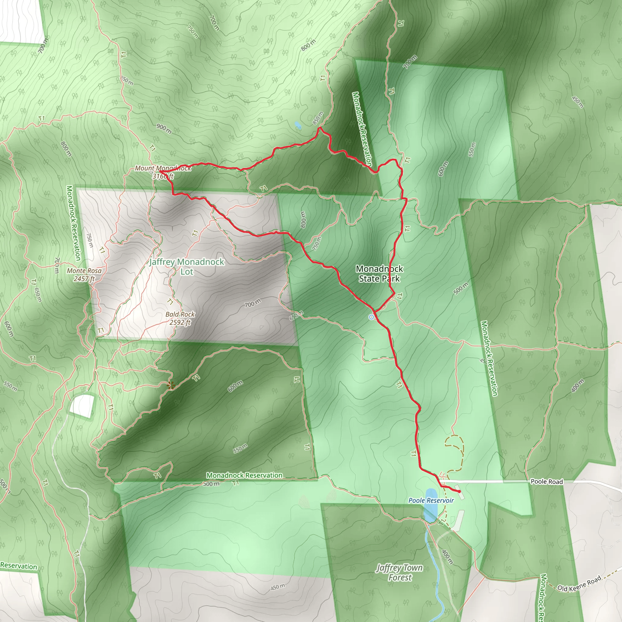 Mount Monadnock Cascade Link Pumpelly Trail White Dot Trail Loop mobile static map